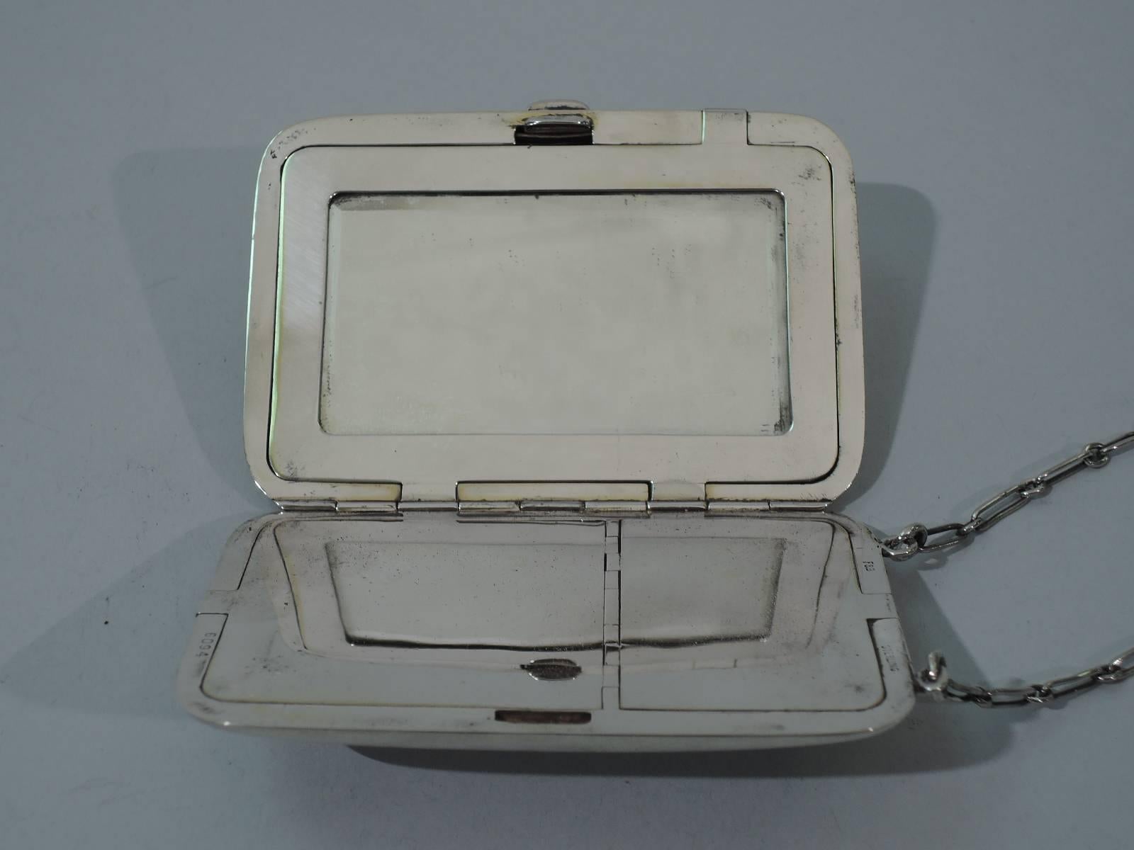 American Edwardian Sterling Silver Compact Purse with Wrist Chain 2