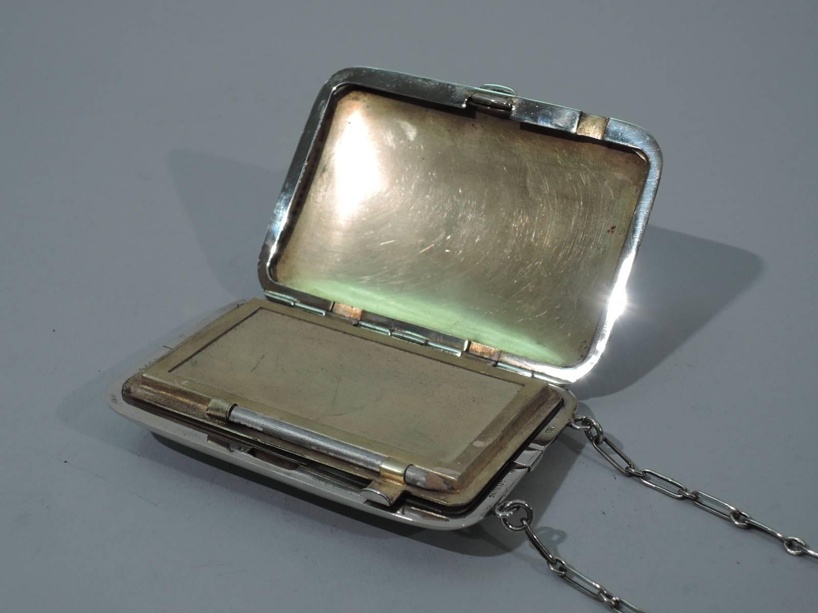 American Edwardian Sterling Silver Compact Purse with Wrist Chain 3