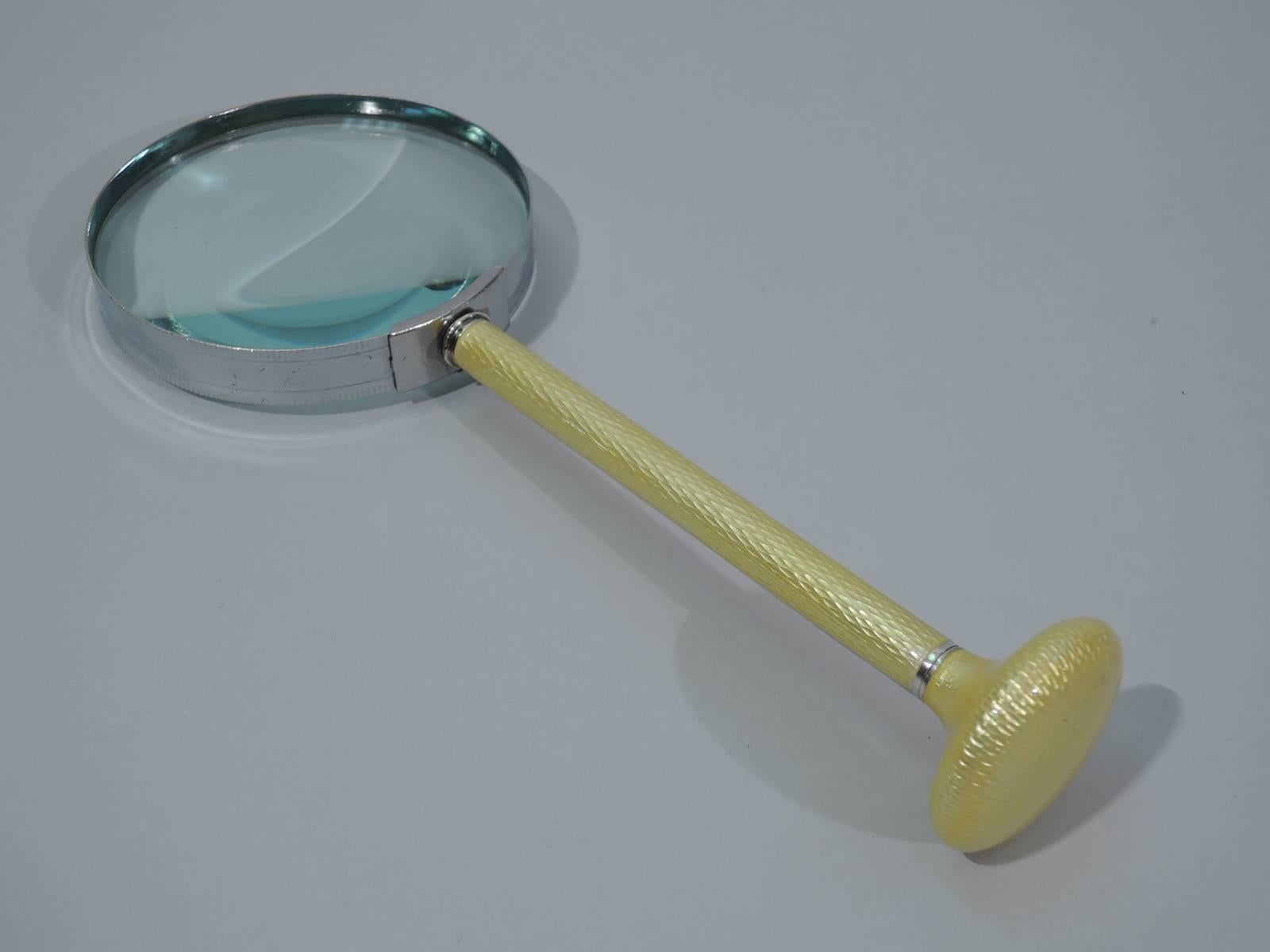 Unknown Striking Art Deco Magnifying Glass in Yellow Enamel