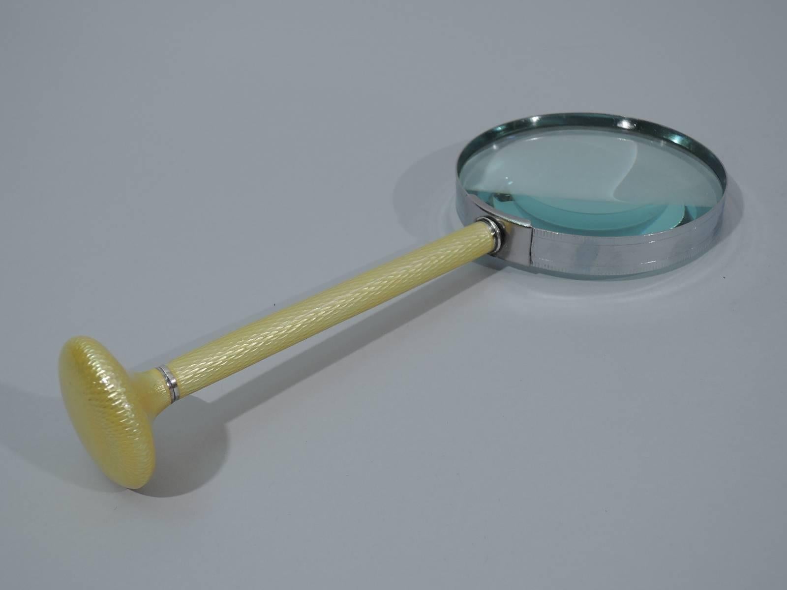 Striking Art Deco Magnifying Glass in Yellow Enamel In Excellent Condition In New York, NY