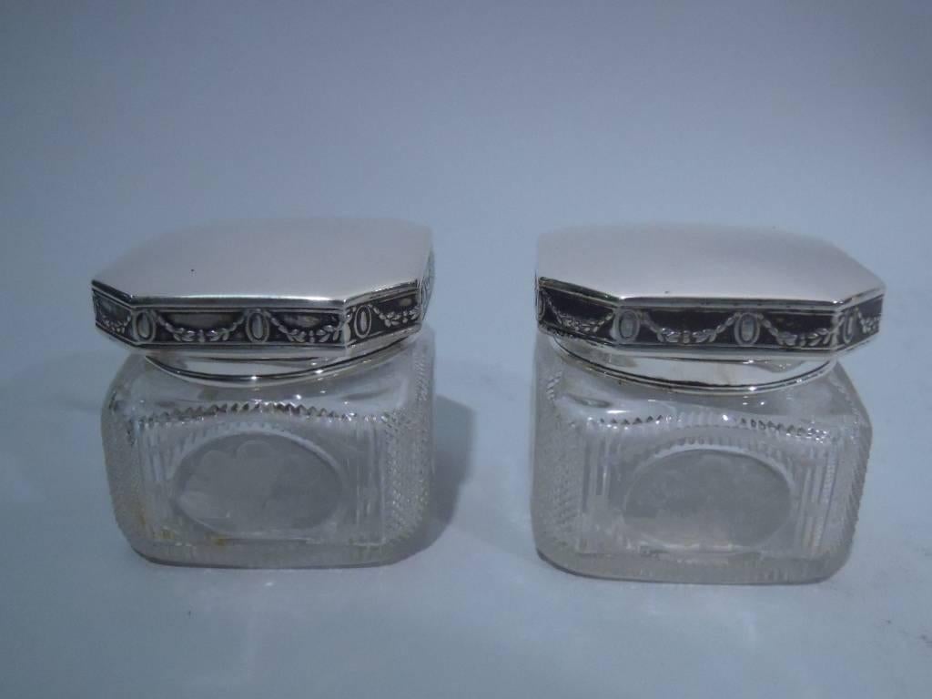 20th Century Hawkes Sterling Silver and Cut-Glass Vanity Set on Tray