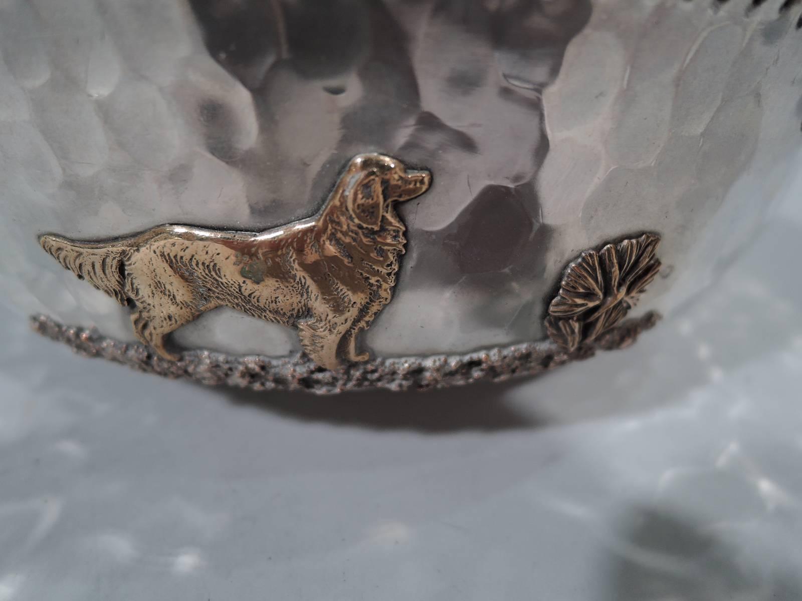 Late 19th Century Gorham Sterling Silver and Mixed Metal Bowl with Cherries and Dog