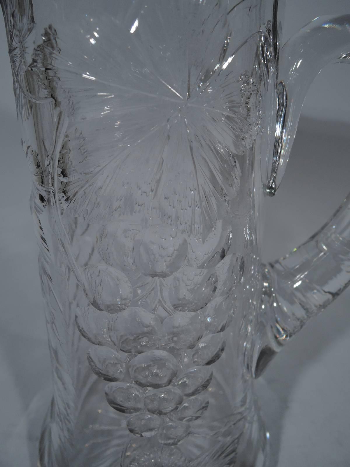 Edwardian Antique Glass and Sterling Silver Claret Jug by Shreve & Co