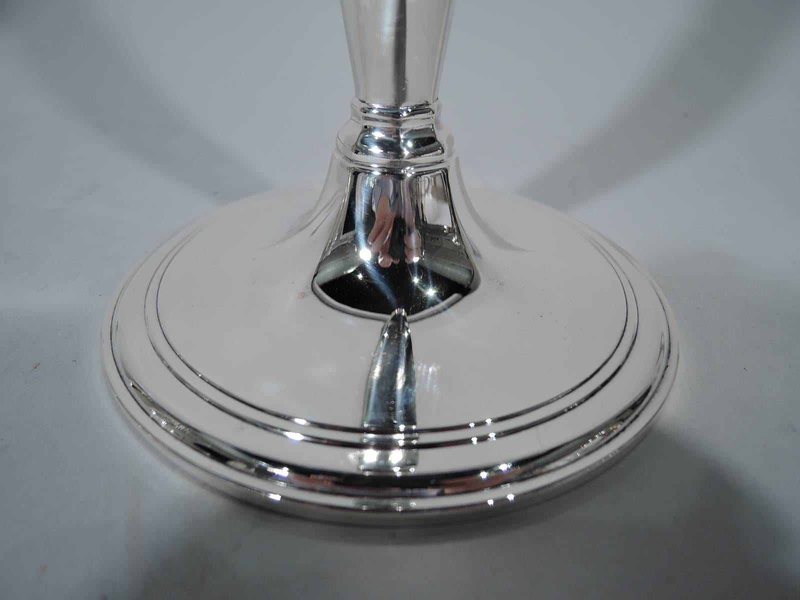 Two Pairs of Tiffany Art Deco Sterling Silver Candlesticks In Excellent Condition In New York, NY