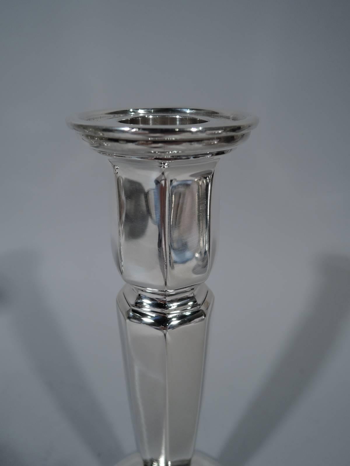 American Two Pairs of Tiffany Art Deco Sterling Silver Candlesticks