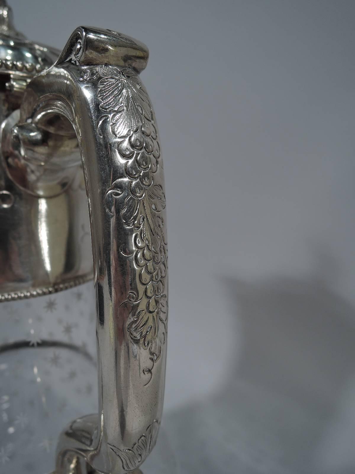 Mid-19th Century Very Large Antique English Sterling Silver and Crystal Decanter