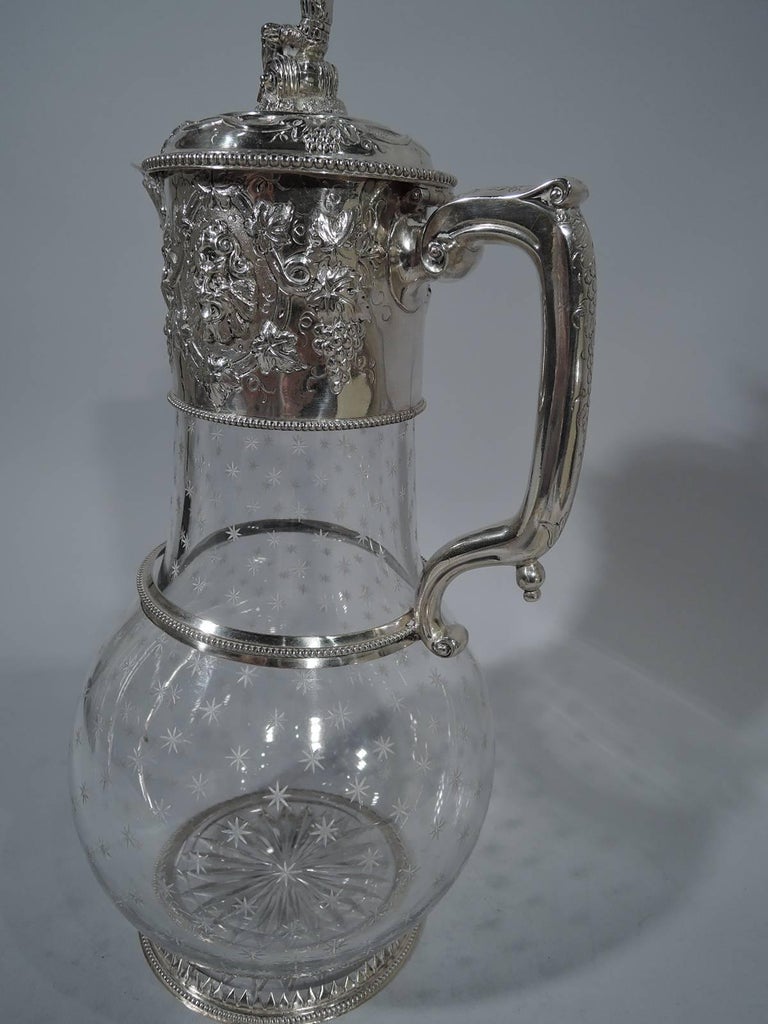 Very Large Antique English Sterling Silver and Crystal Decanter For