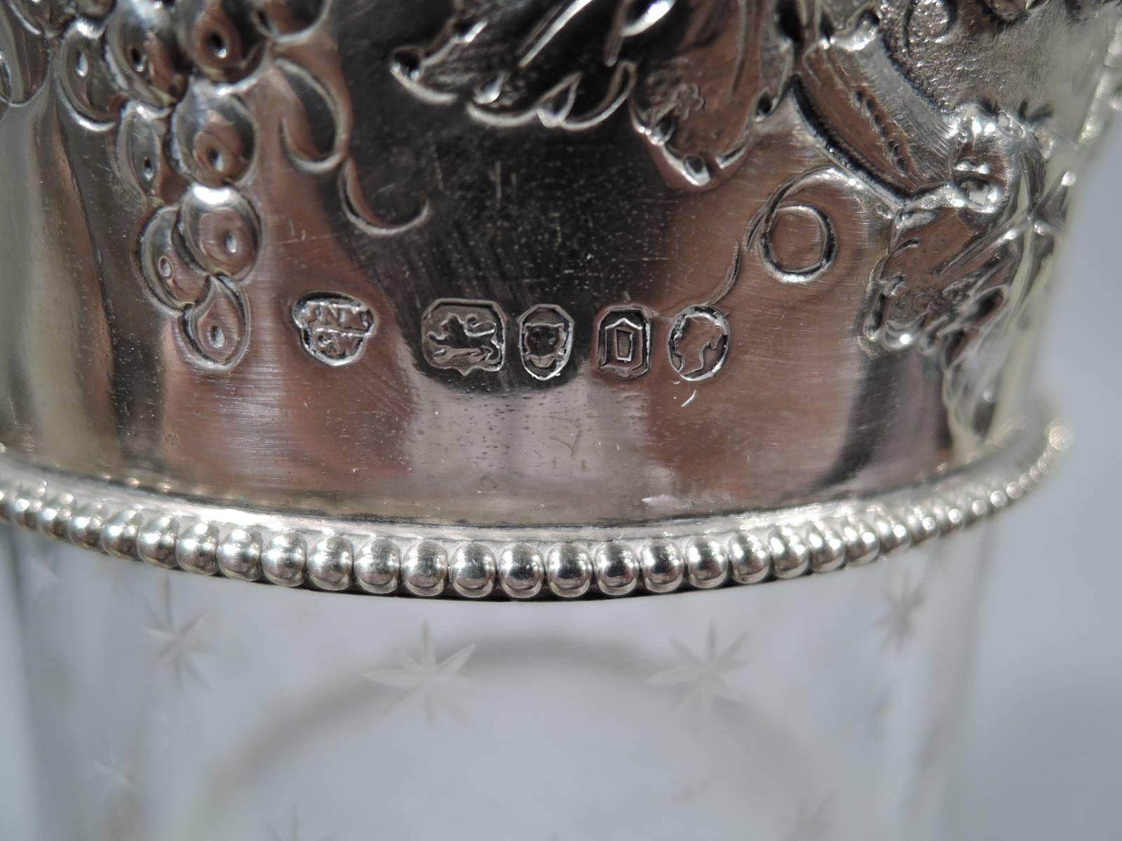 Very Large Antique English Sterling Silver and Crystal Decanter 4