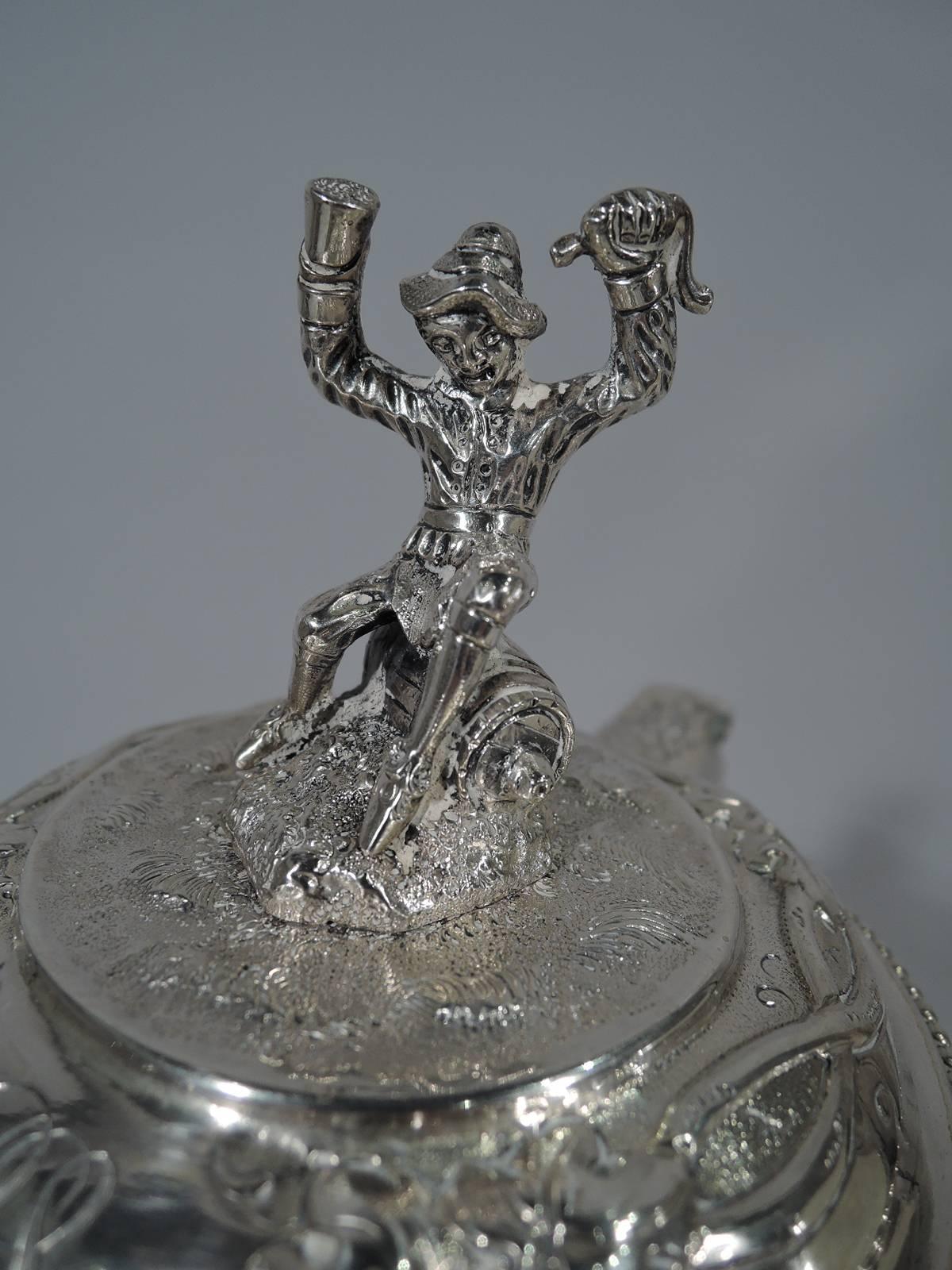 Victorian Very Large Antique English Sterling Silver and Crystal Decanter