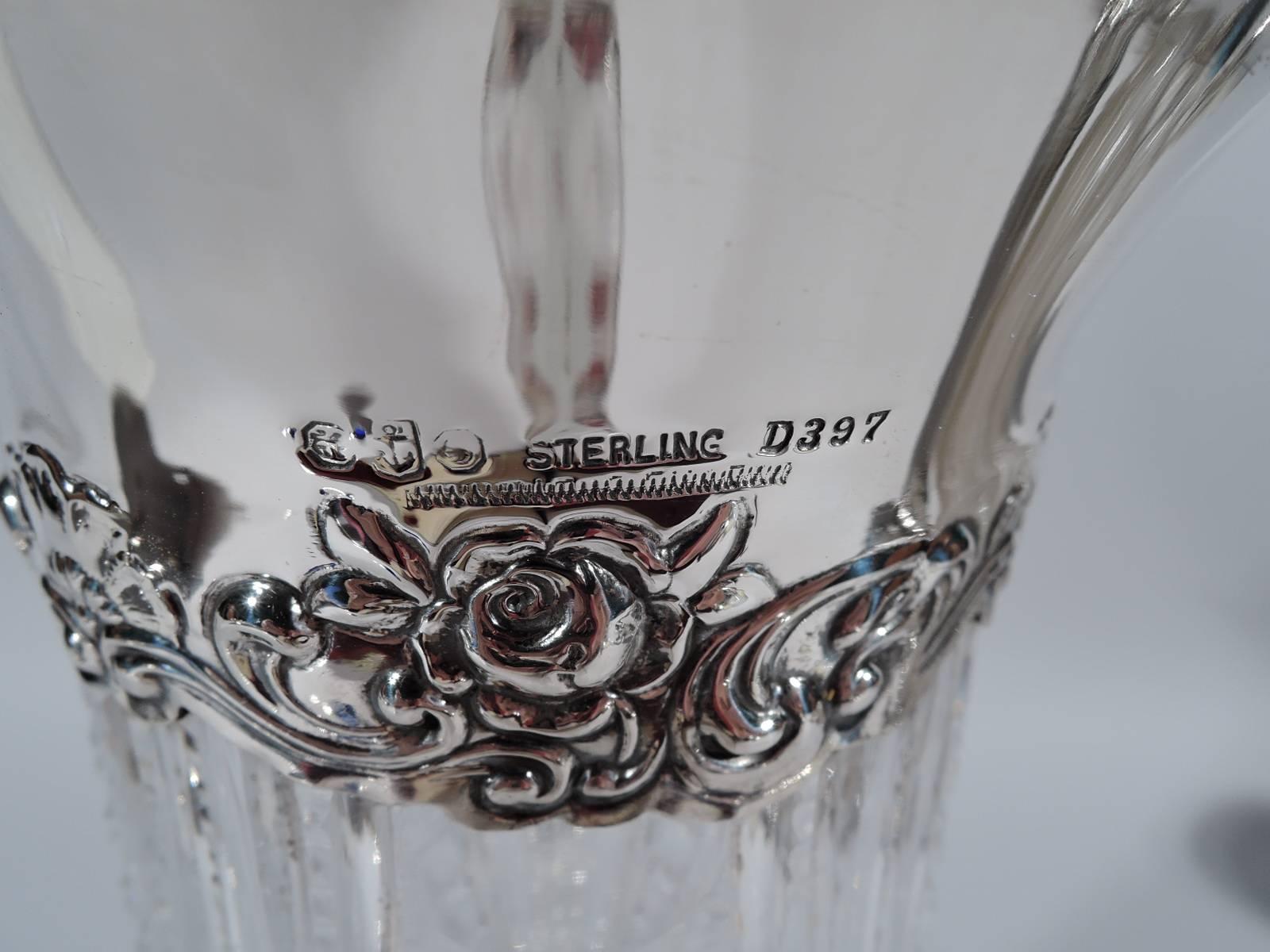 Antique Cut-Glass and Sterling Silver Claret Jug by Gorham In Excellent Condition In New York, NY