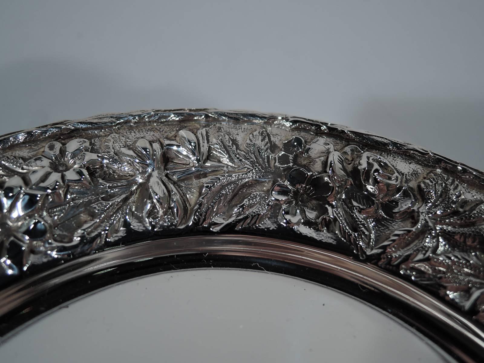 Repoussé Set of Six Kirk Repousse Sterling Silver Bread and Butter Plates