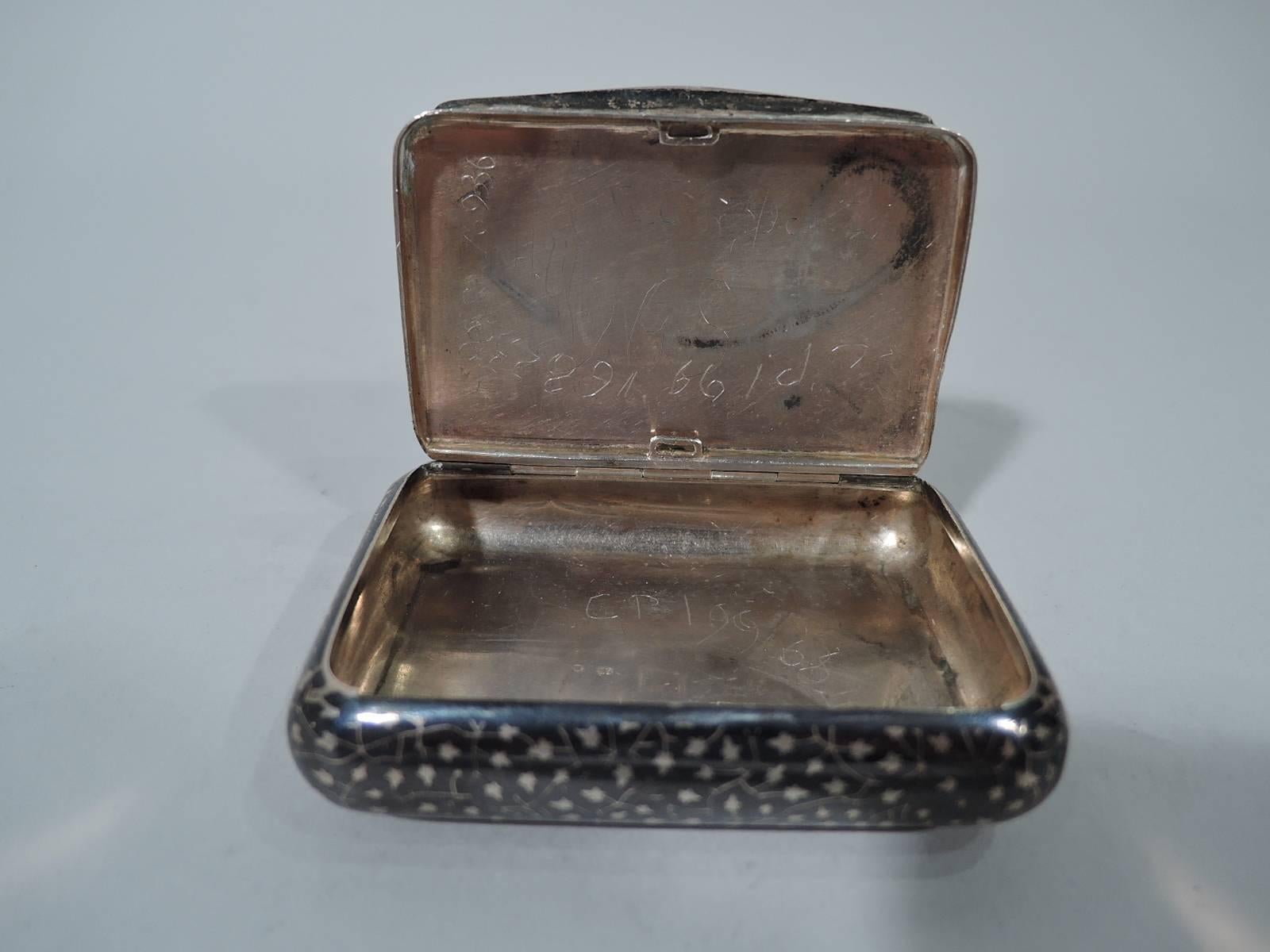 19th Century Antique Austrian Silver and Niello Snuffbox with Racehorse