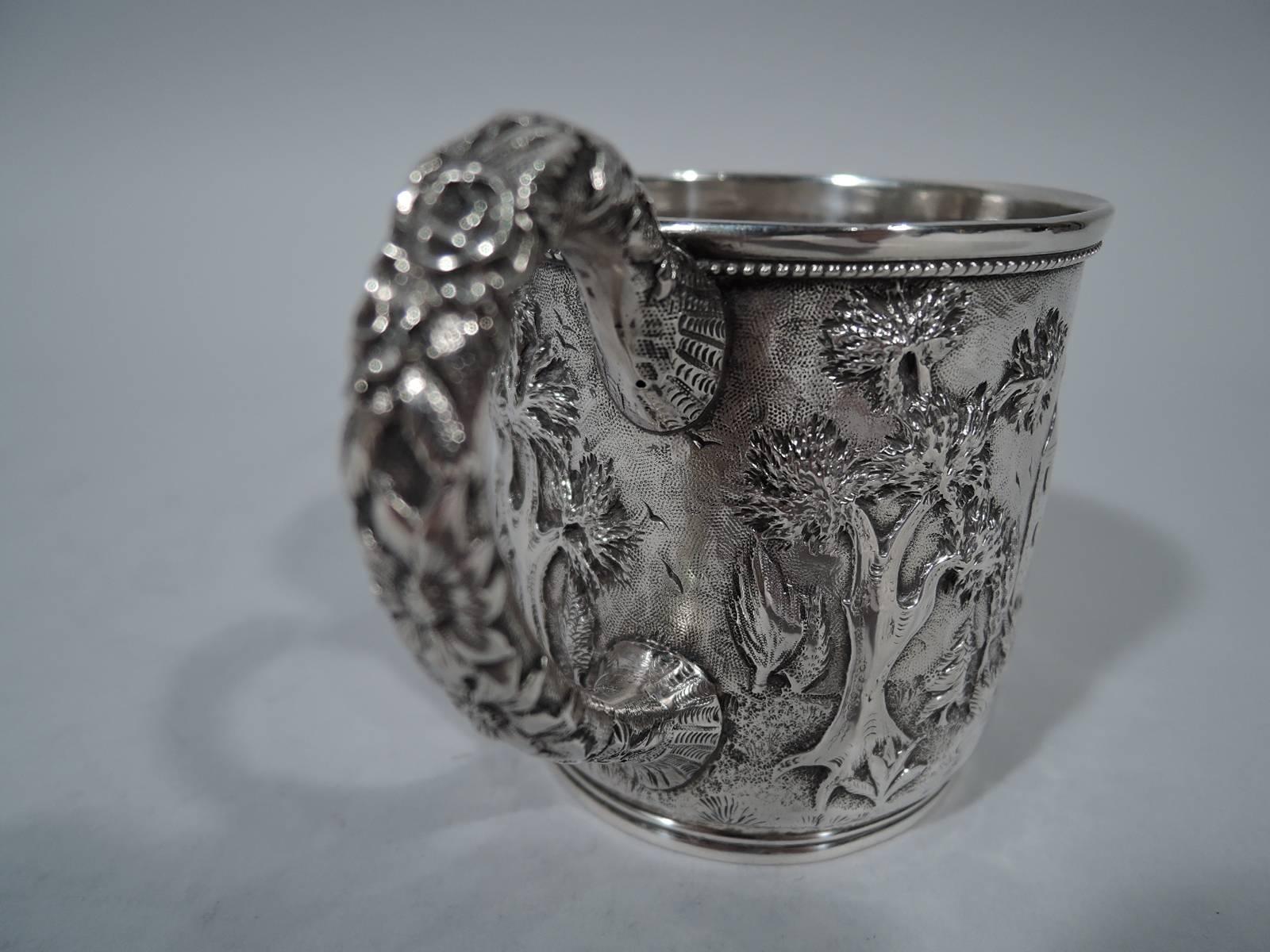 American Antique Baltimore Sterling Silver Baby Cup with Pastoral Landscape