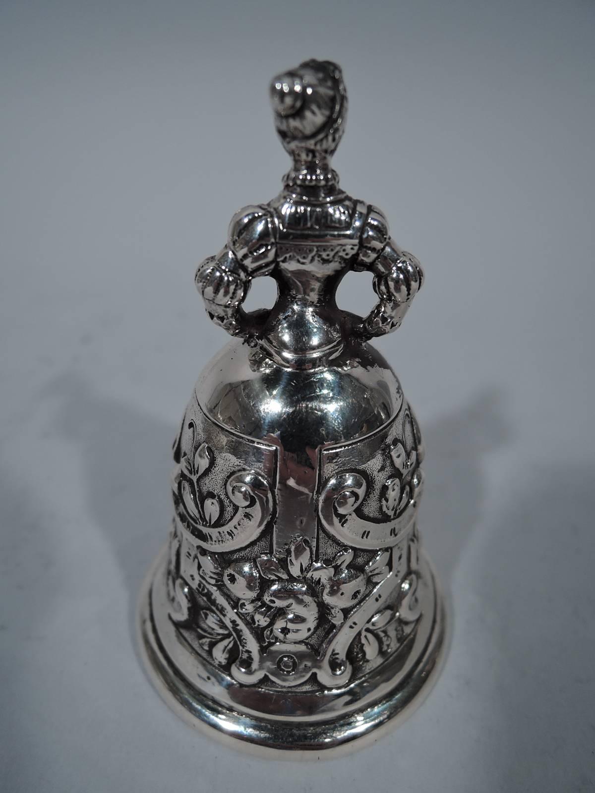Victorian Antique European Silver Dinner Bell with Renaissance Woman