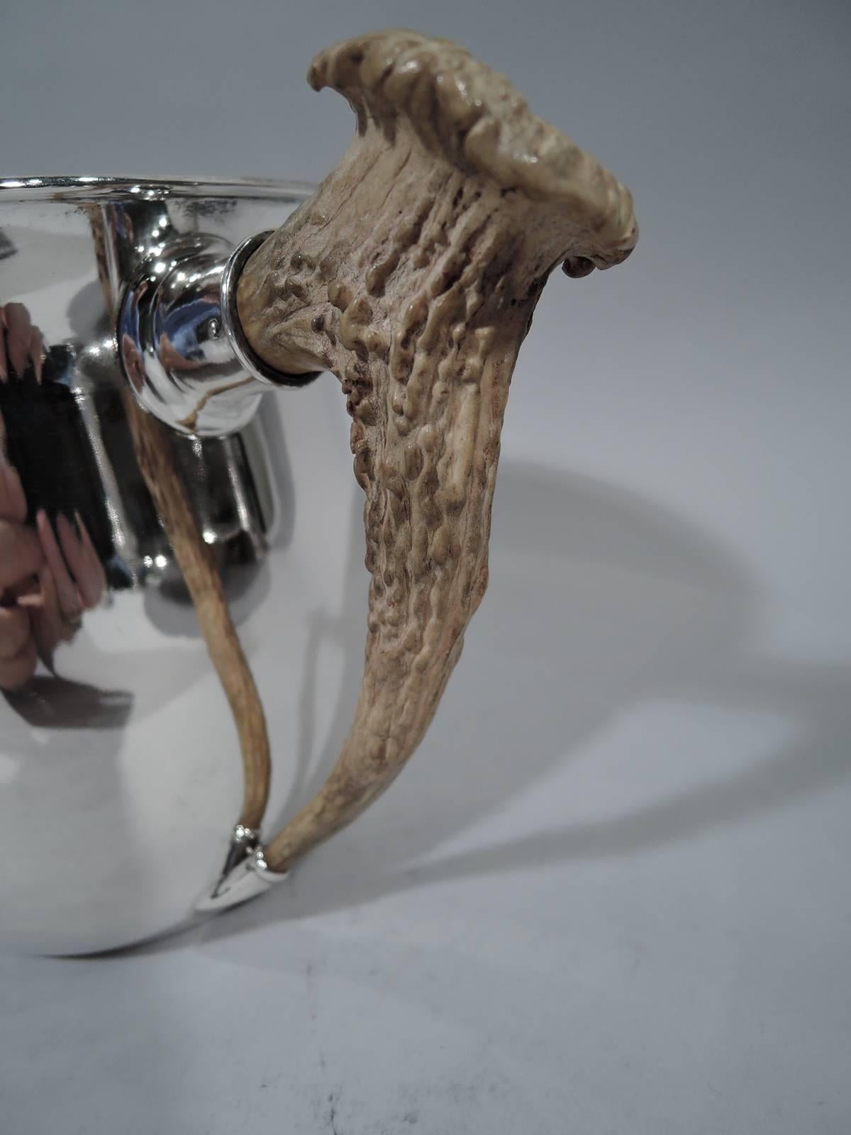 American Antique Gorham Sterling Silver Trophy Cup with Horn Handles