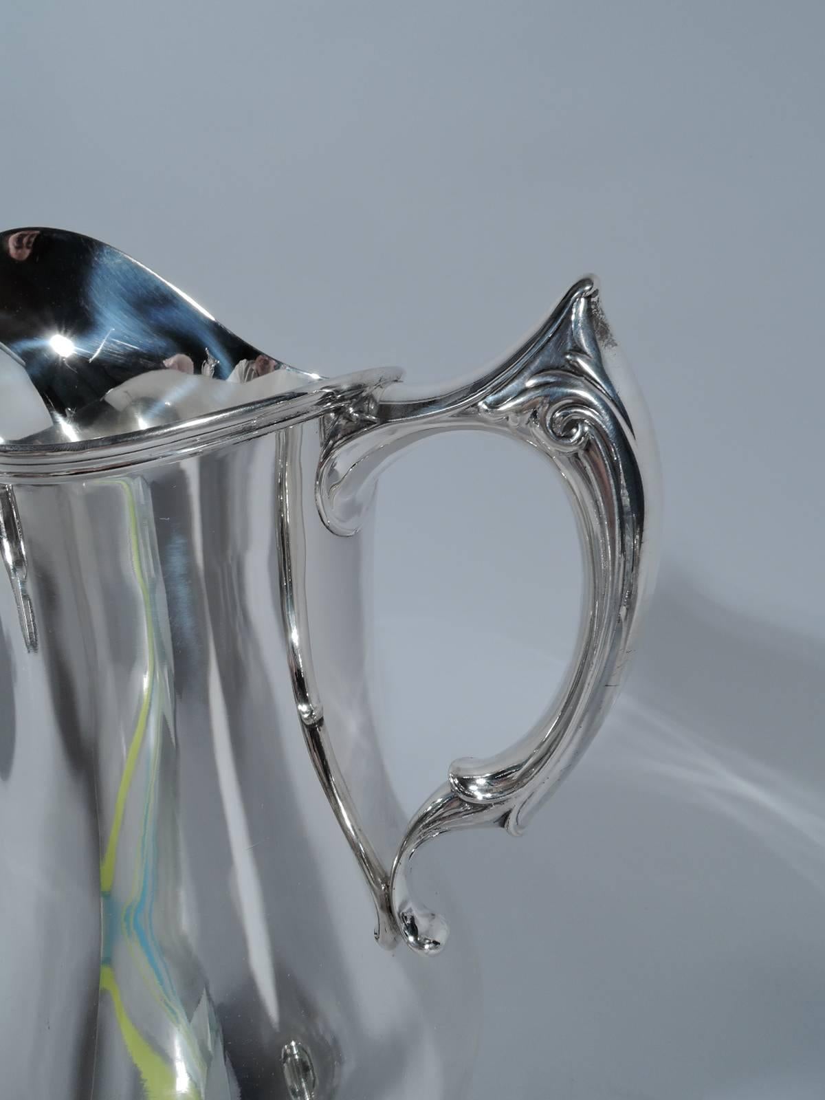 Early 20th Century Stylish Edwardian Sterling Silver Water Pitcher by Whiting