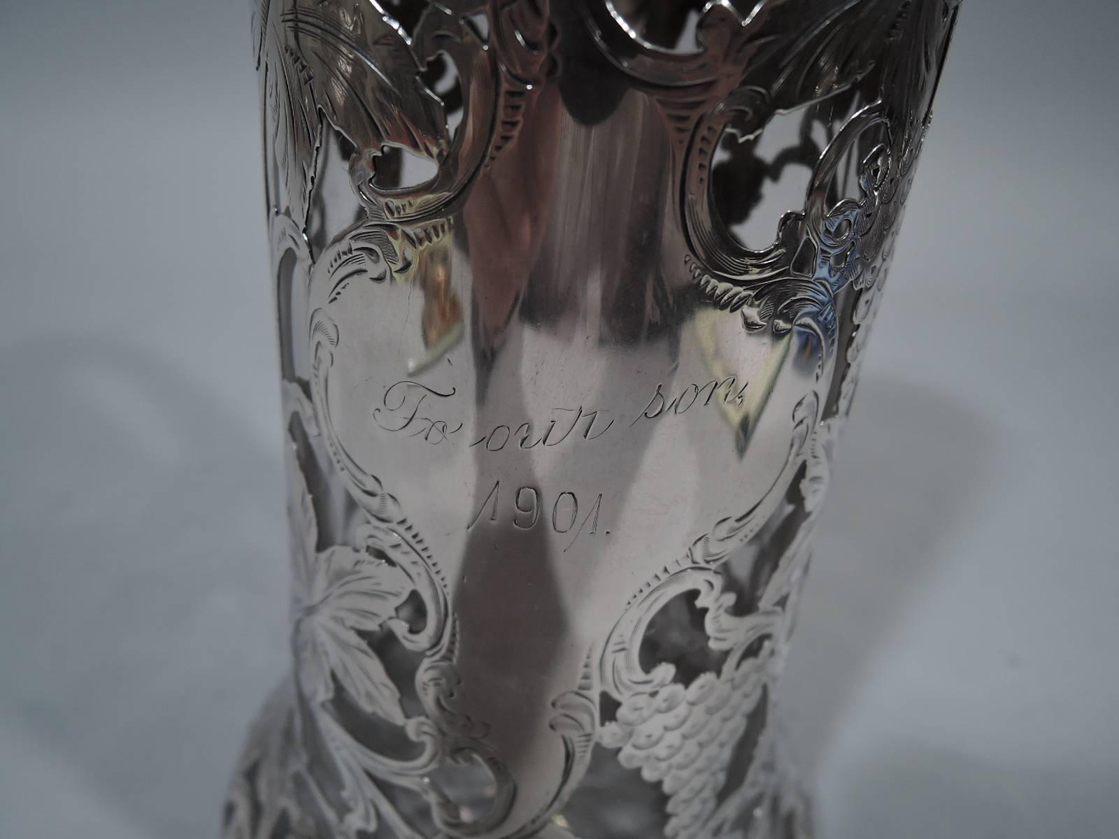 Antique Alvin Art Nouveau Silver Overlay Claret Jug 2