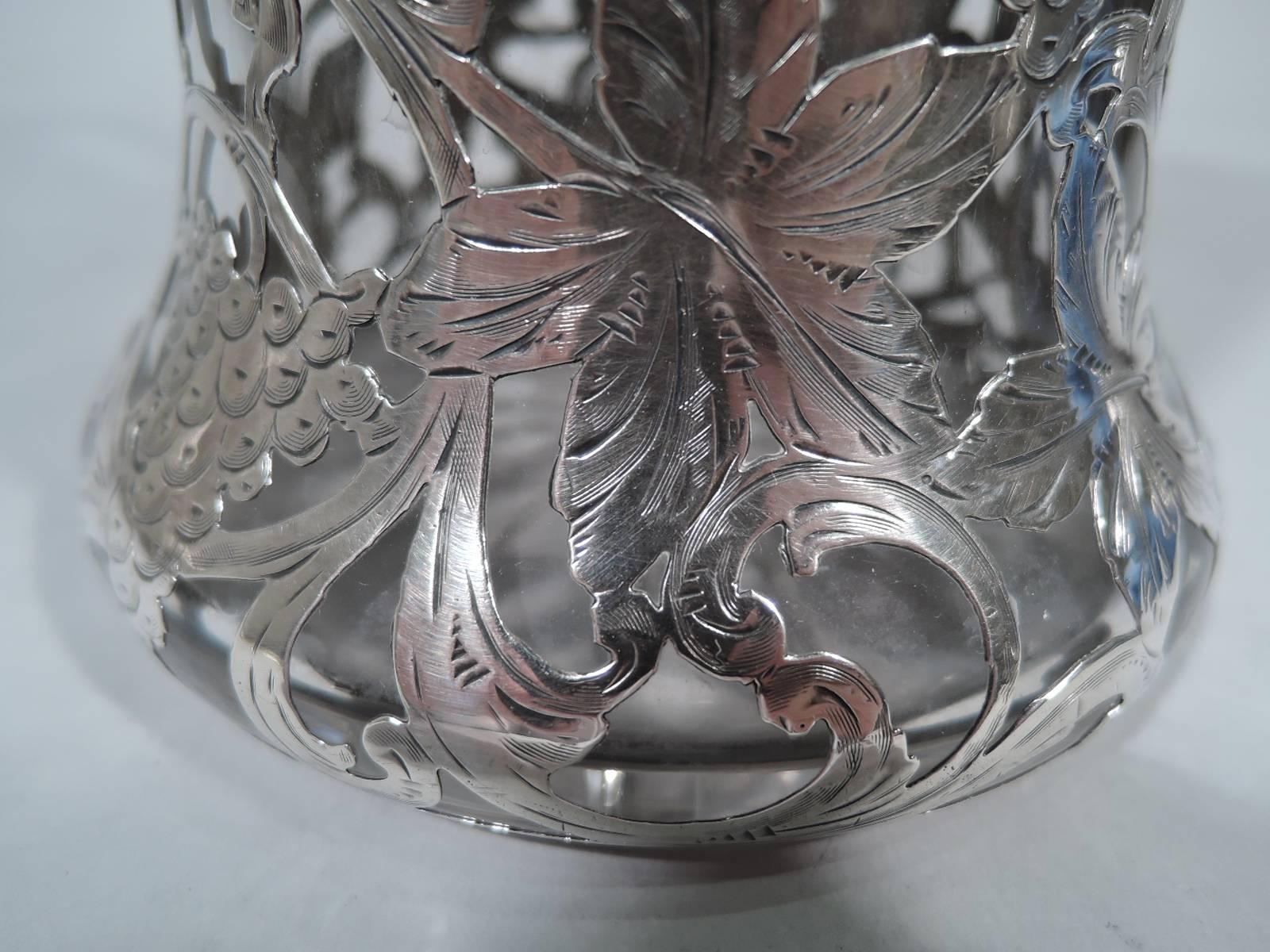 Antique Alvin Art Nouveau Silver Overlay Claret Jug 1