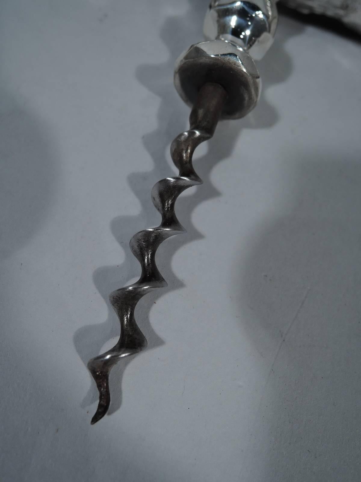 Antique Silver Corkscrew with Stag’s Horn Handle 1