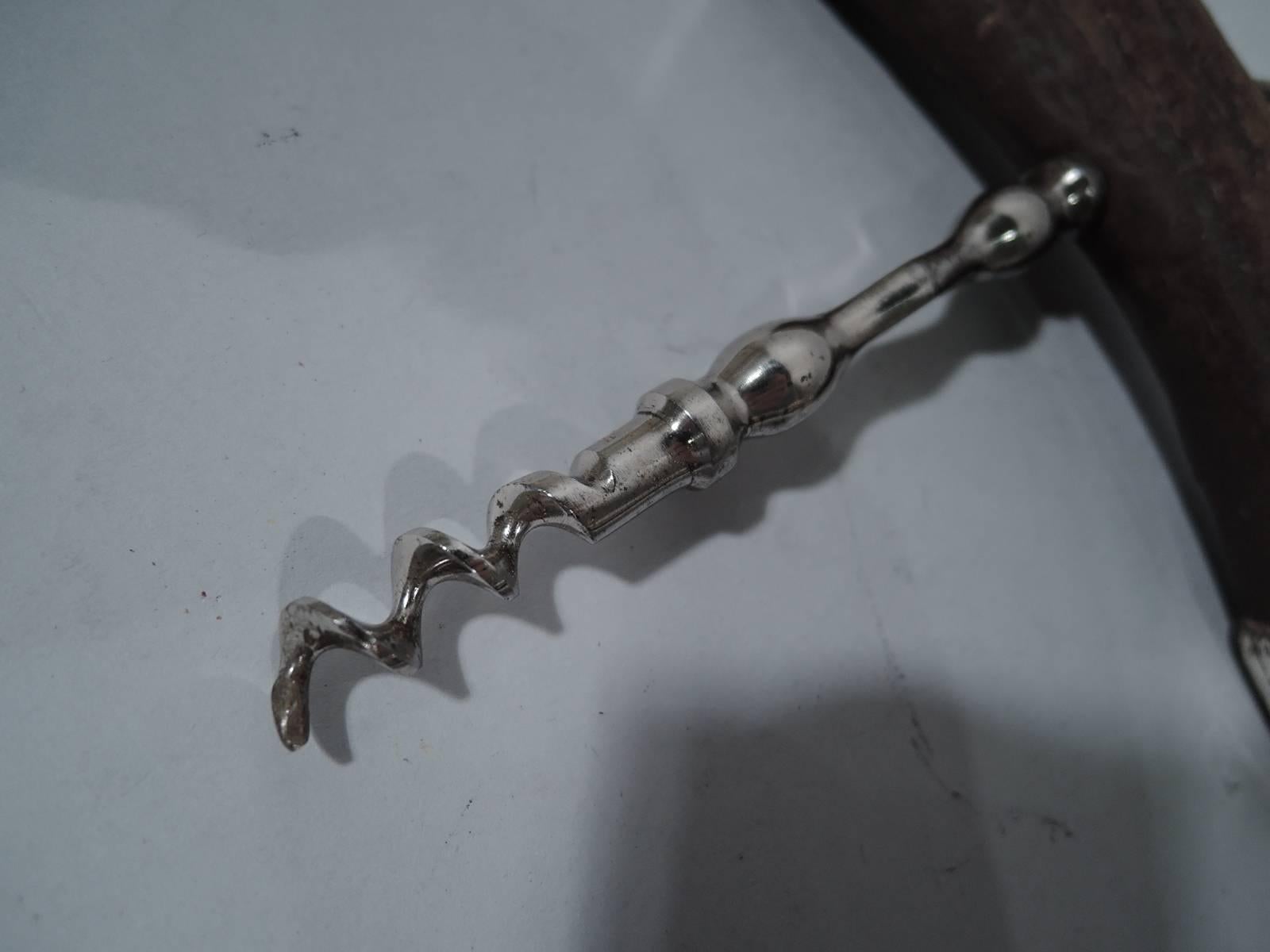 Antique American Stag's Horn Corkscrew with Sterling Silver Eagle's Head 2