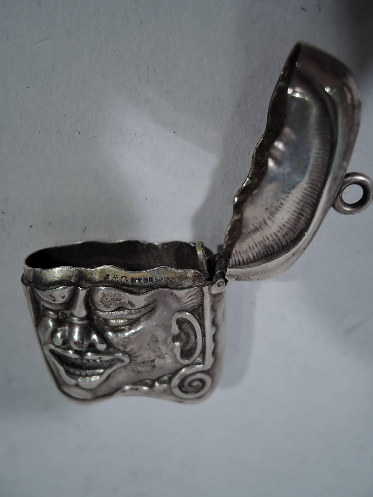 Victorian Antique Gorham Sterling Silver Match Safe with Japanese Oni