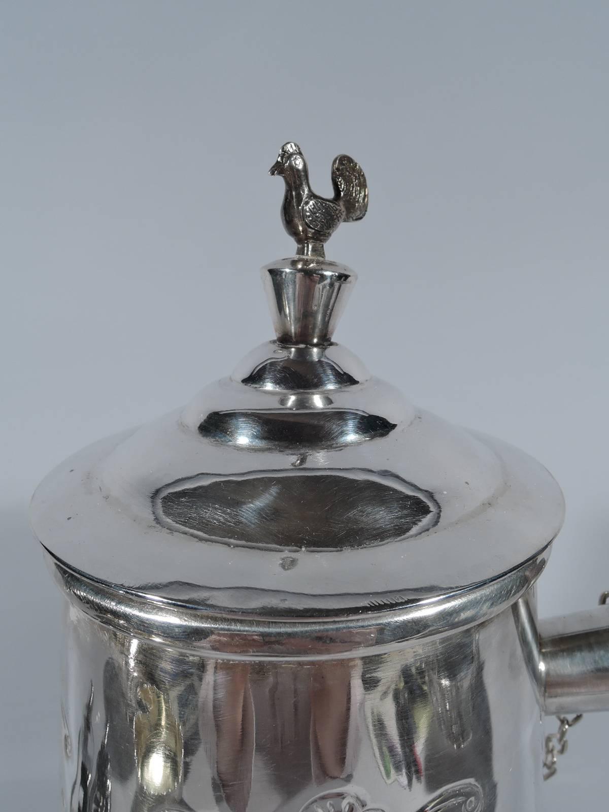 20th Century Traditional South American Silver Hot Drink Pot