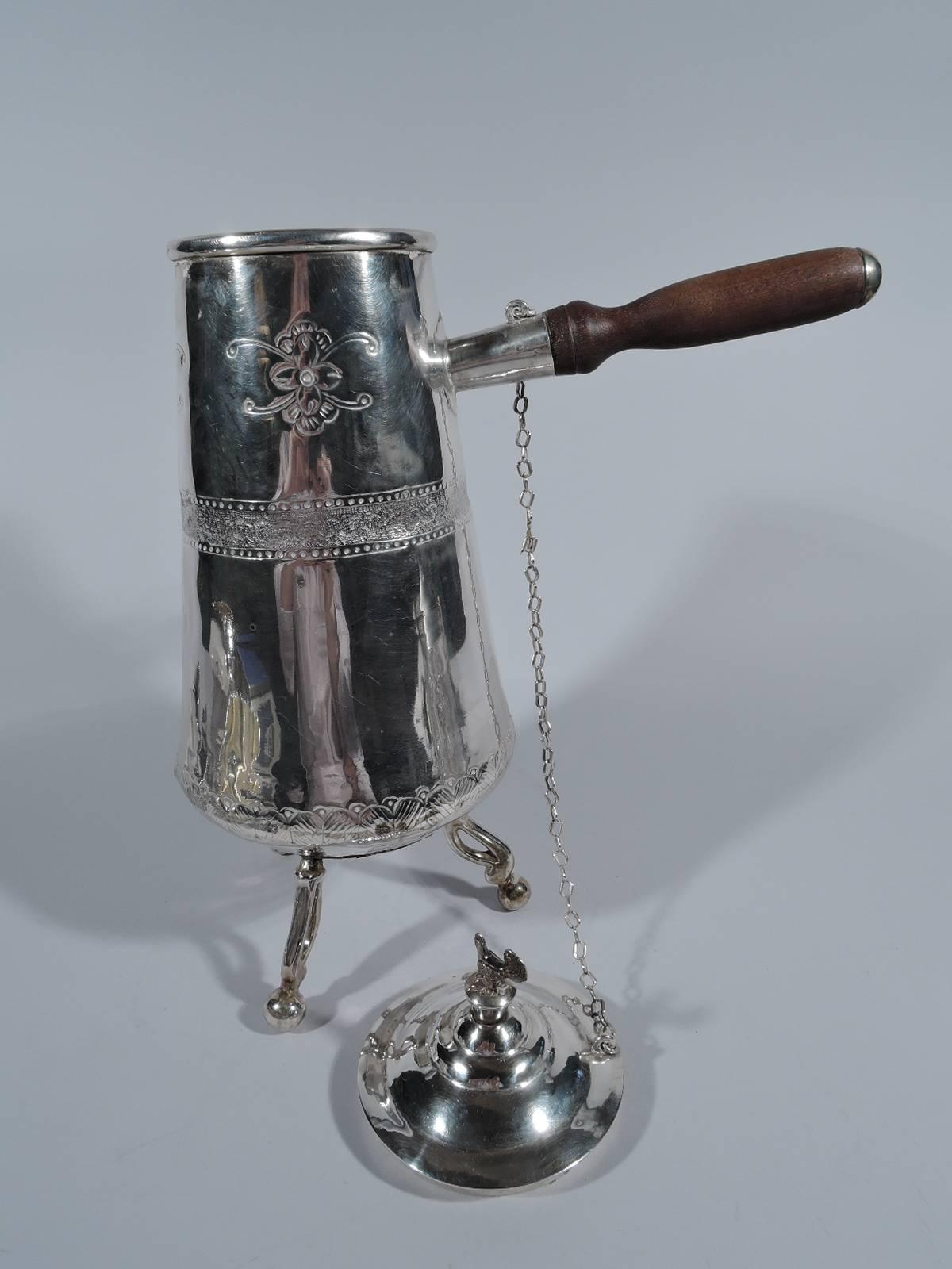 Traditional South American Silver Hot Drink Pot In Good Condition In New York, NY