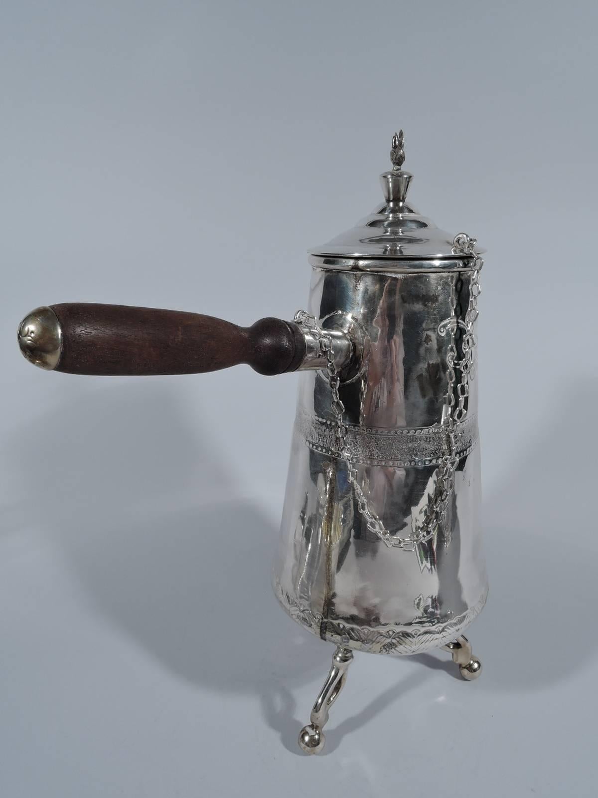 Spanish Colonial Traditional South American Silver Hot Drink Pot