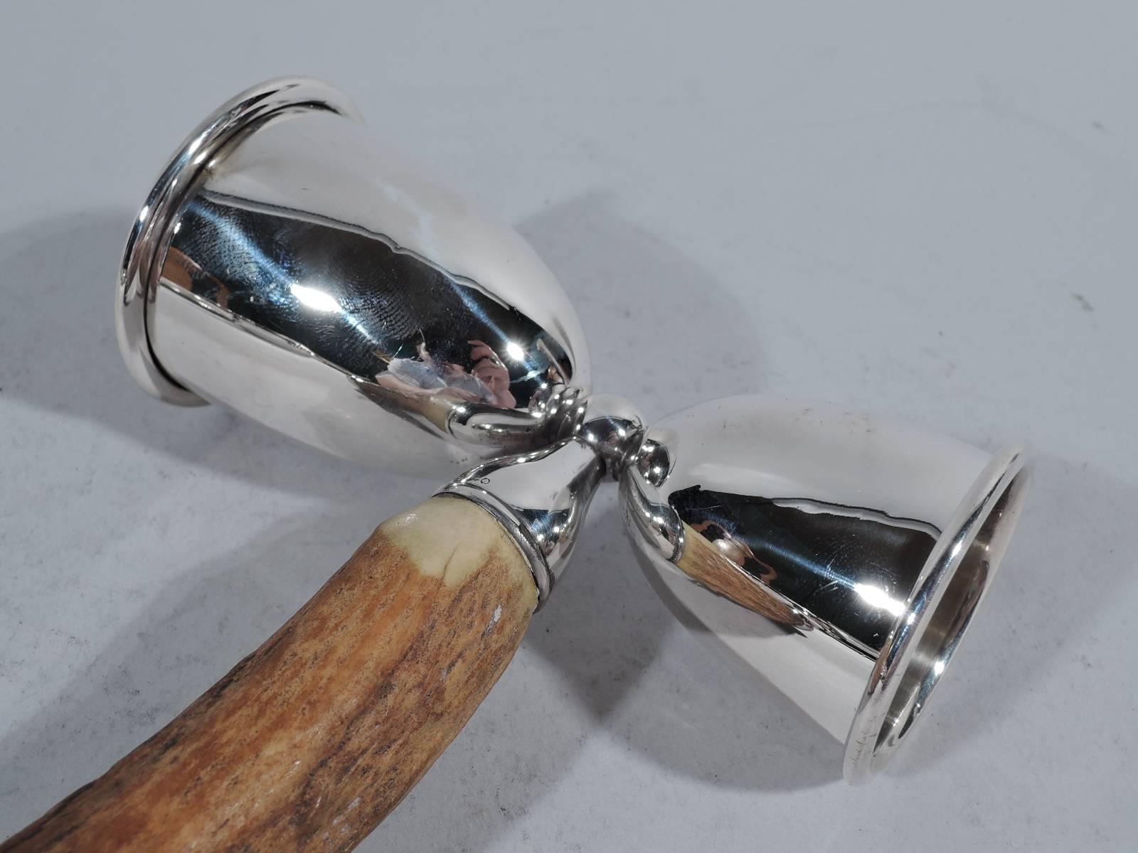 American Antique Horn and Sterling Silver Double Jigger by Hasselbring of Brooklyn