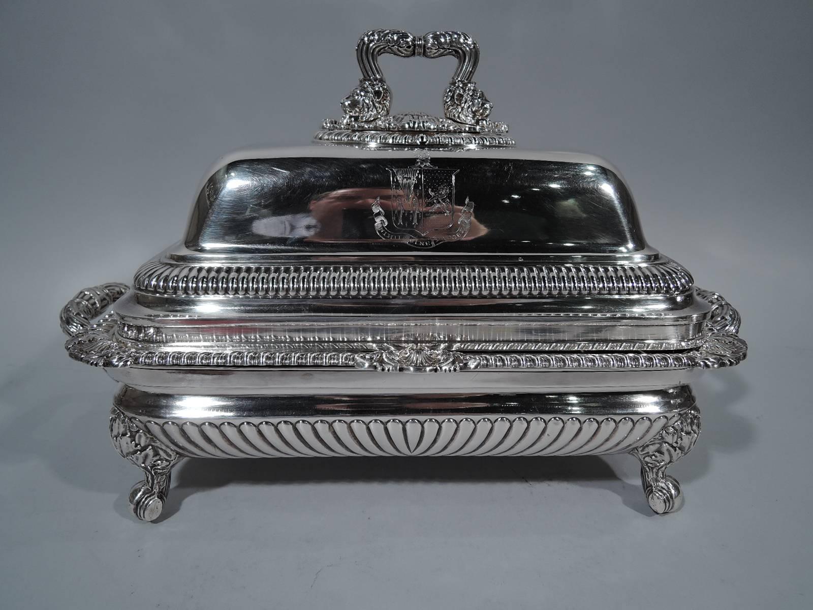 Early 19th Century Pair of English Regency Sterling Silver Covered Serving Dishes by Paul Storr