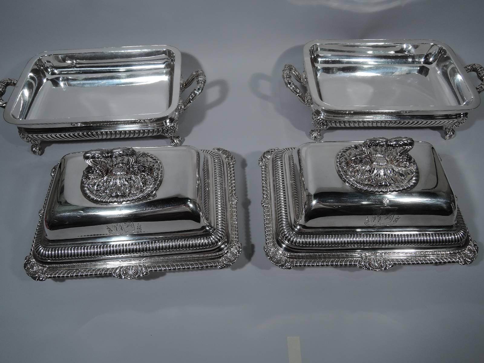 Pair of English Regency Sterling Silver Covered Serving Dishes by Paul Storr In Excellent Condition In New York, NY