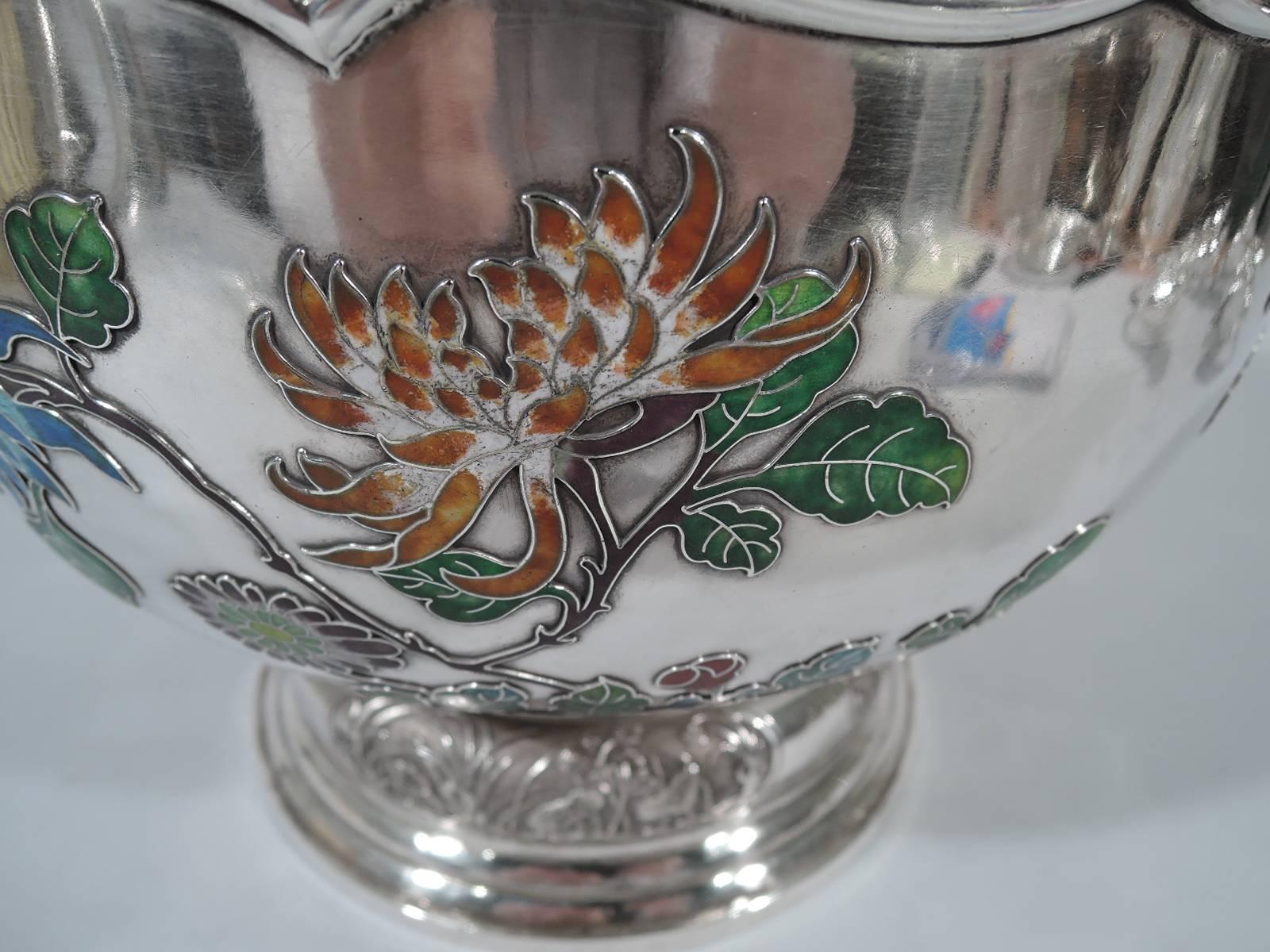 19th Century Very Fine Chinese Silver and Enamel Centrepiece Bowl by Wang Hing