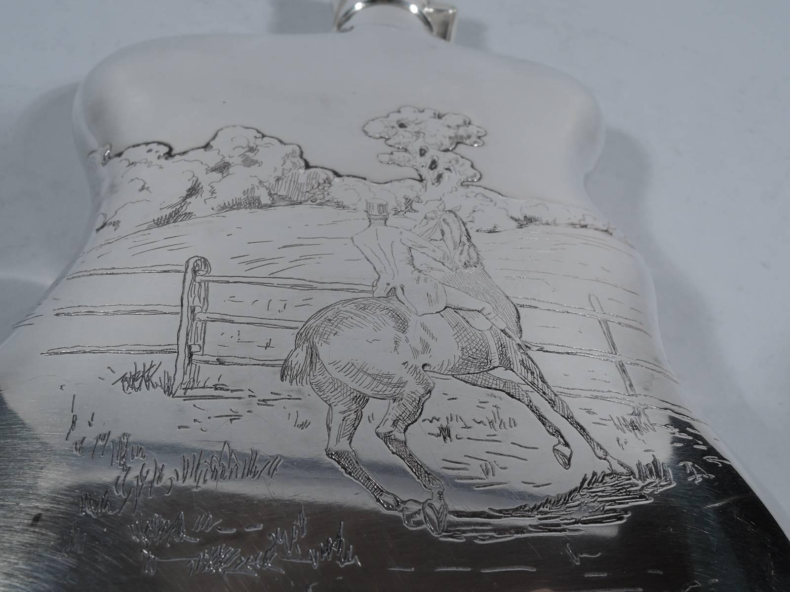 Antique Victorian Sterling Silver Fox Hunt Flask by Gorham 3