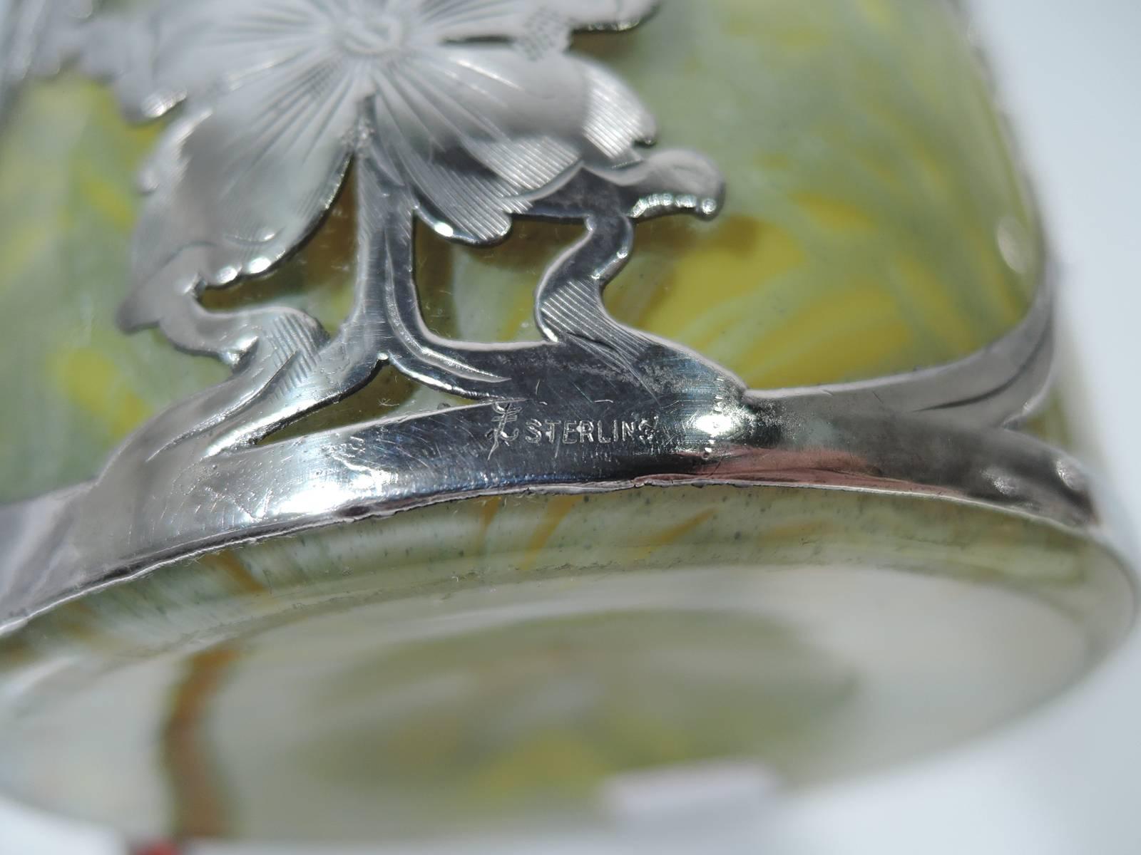 Beautiful Loetz Carrageen Art Glass Vase with Silver Overlay 2