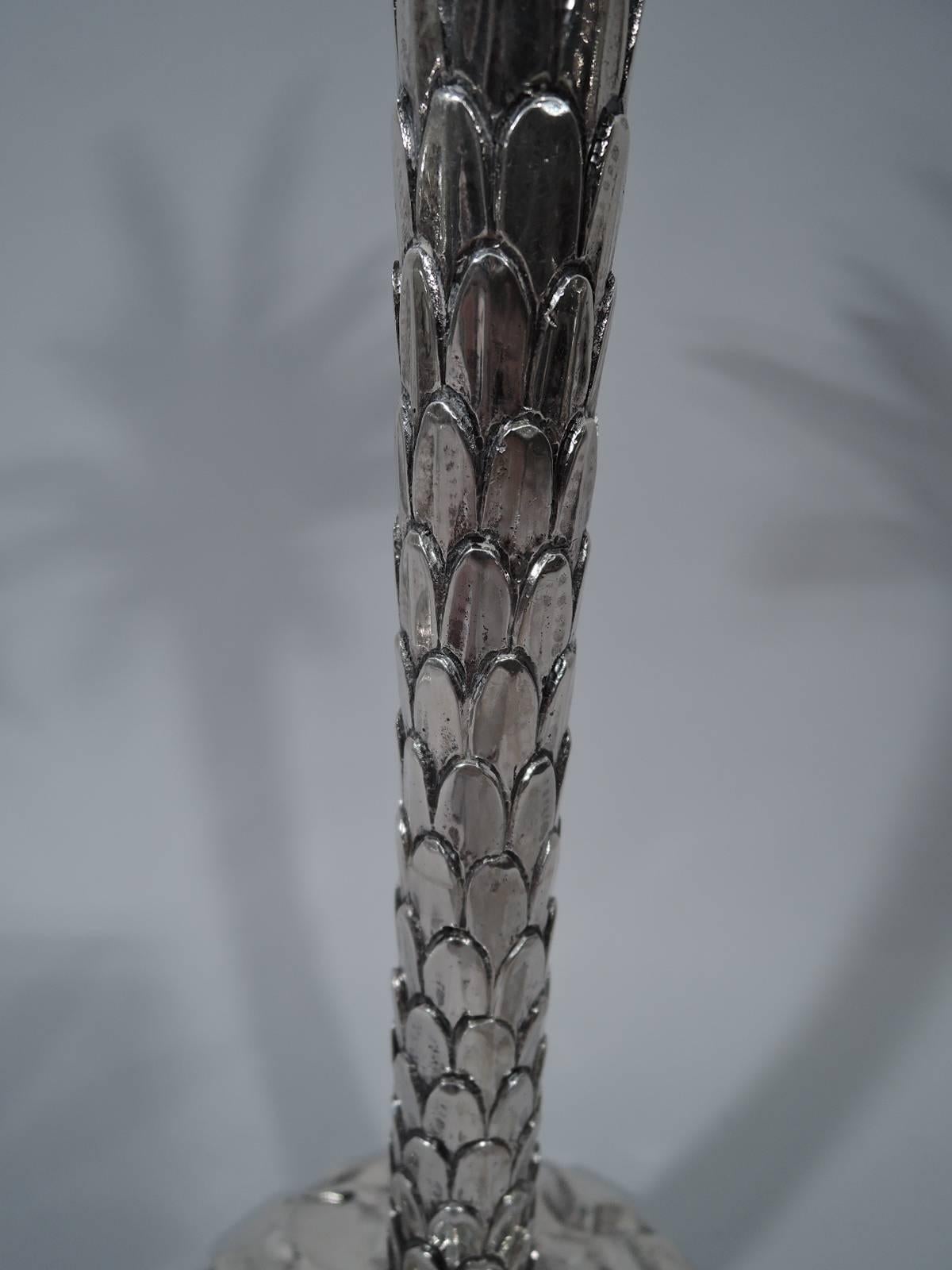 Pair of Fabulous Tiffany Sterling Silver Palm Tree Candlesticks In Excellent Condition In New York, NY