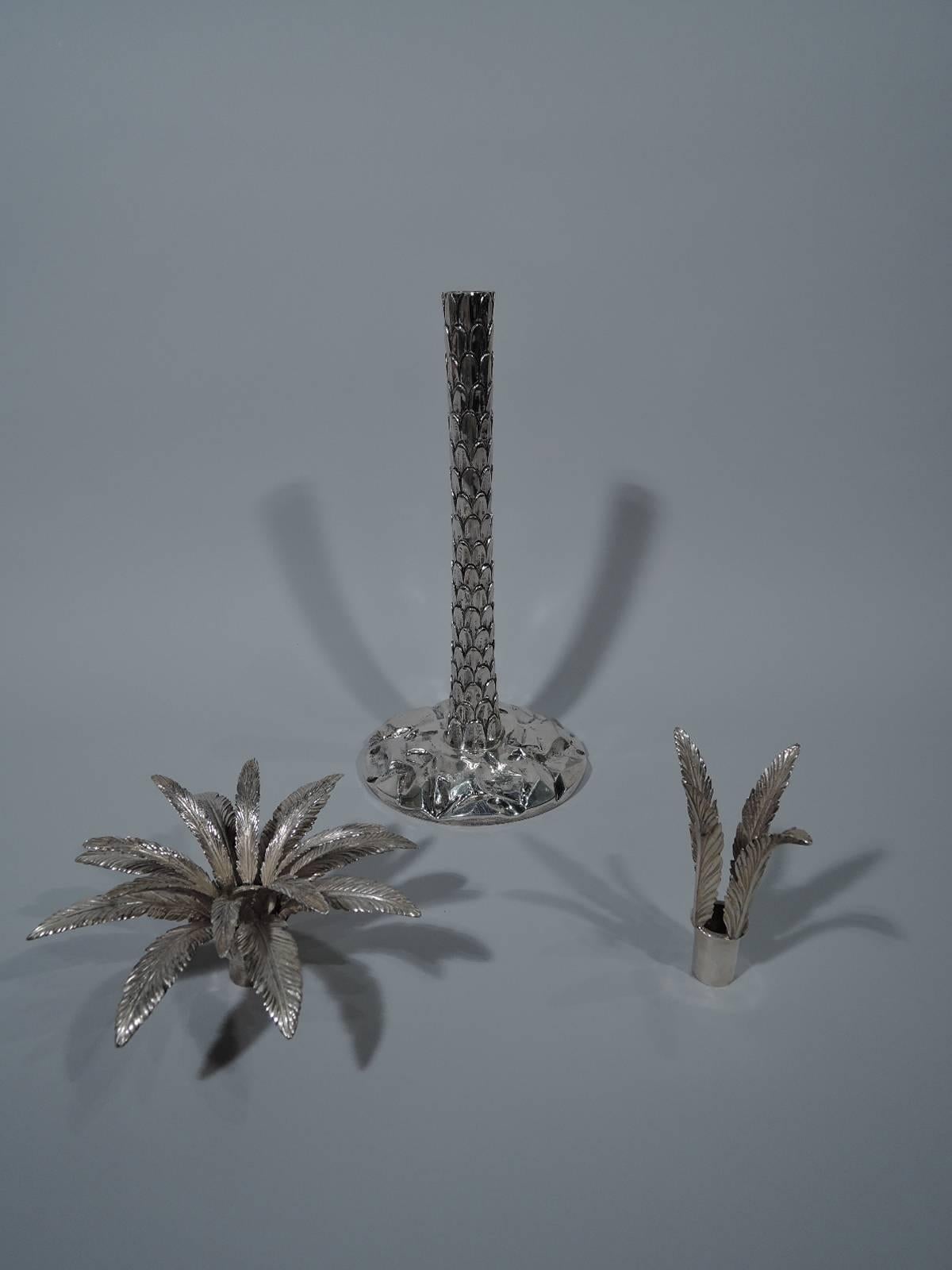 Mid-Century Modern Pair of Fabulous Tiffany Sterling Silver Palm Tree Candlesticks