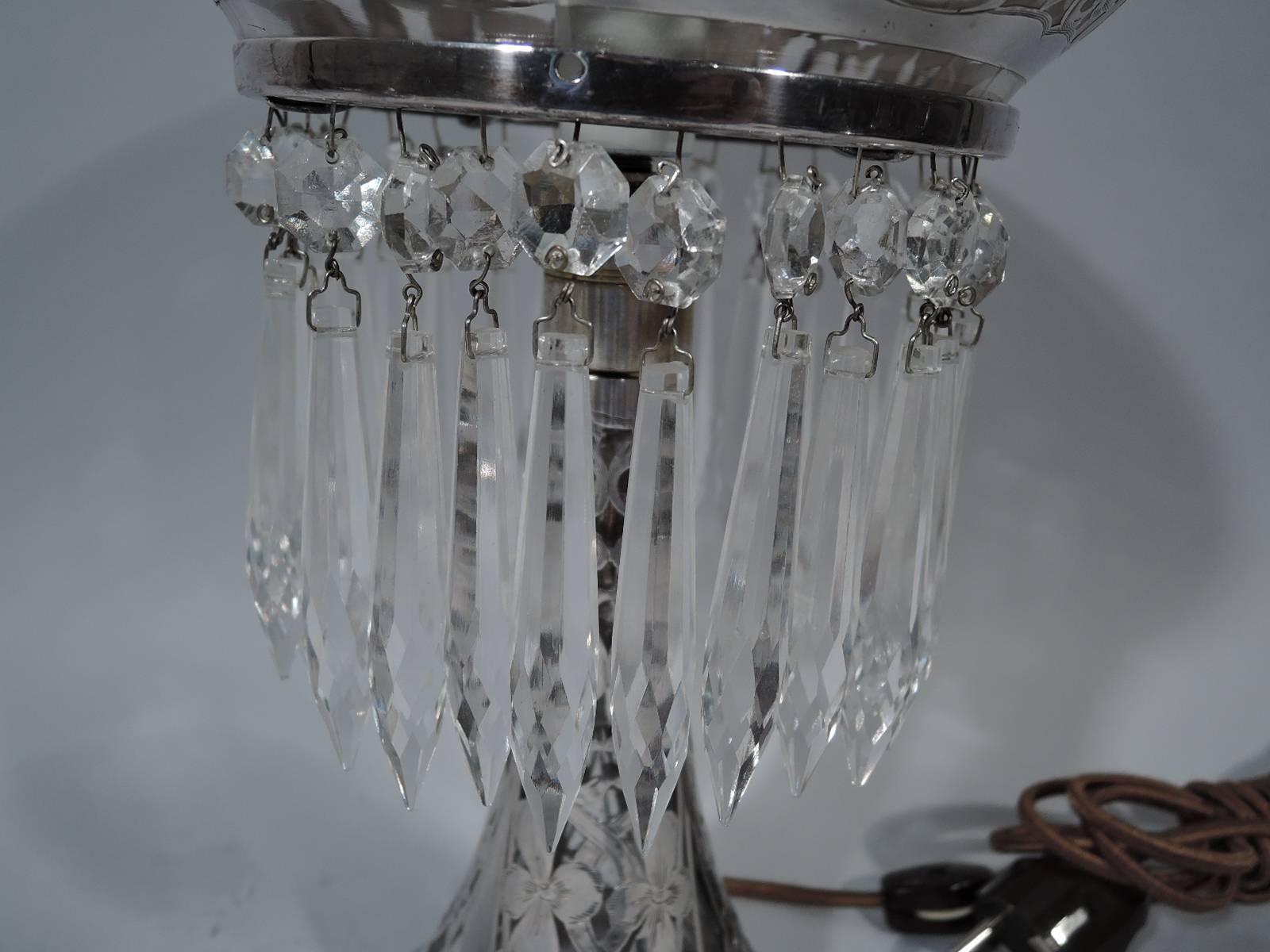 One of a Kind Antique American Silver Overlay Table Lamp 1