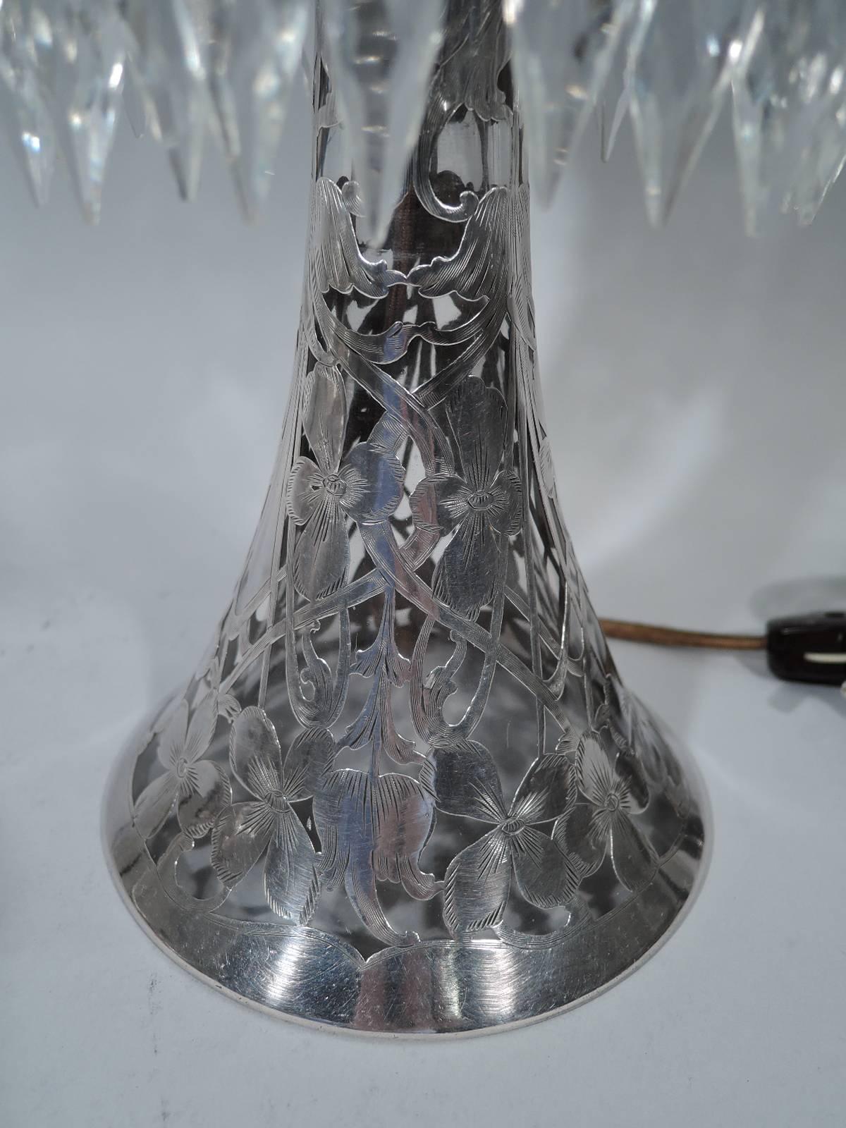 One of a Kind Antique American Silver Overlay Table Lamp 2