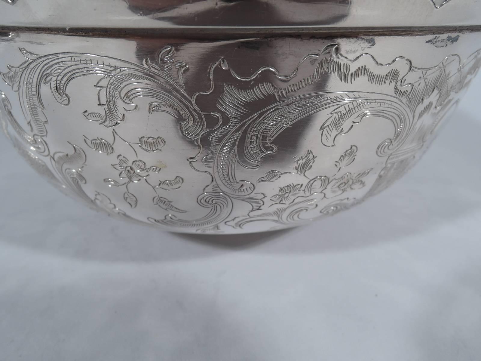 19th Century Antique Chinese Export Silver Bowl by Linchong of Canton