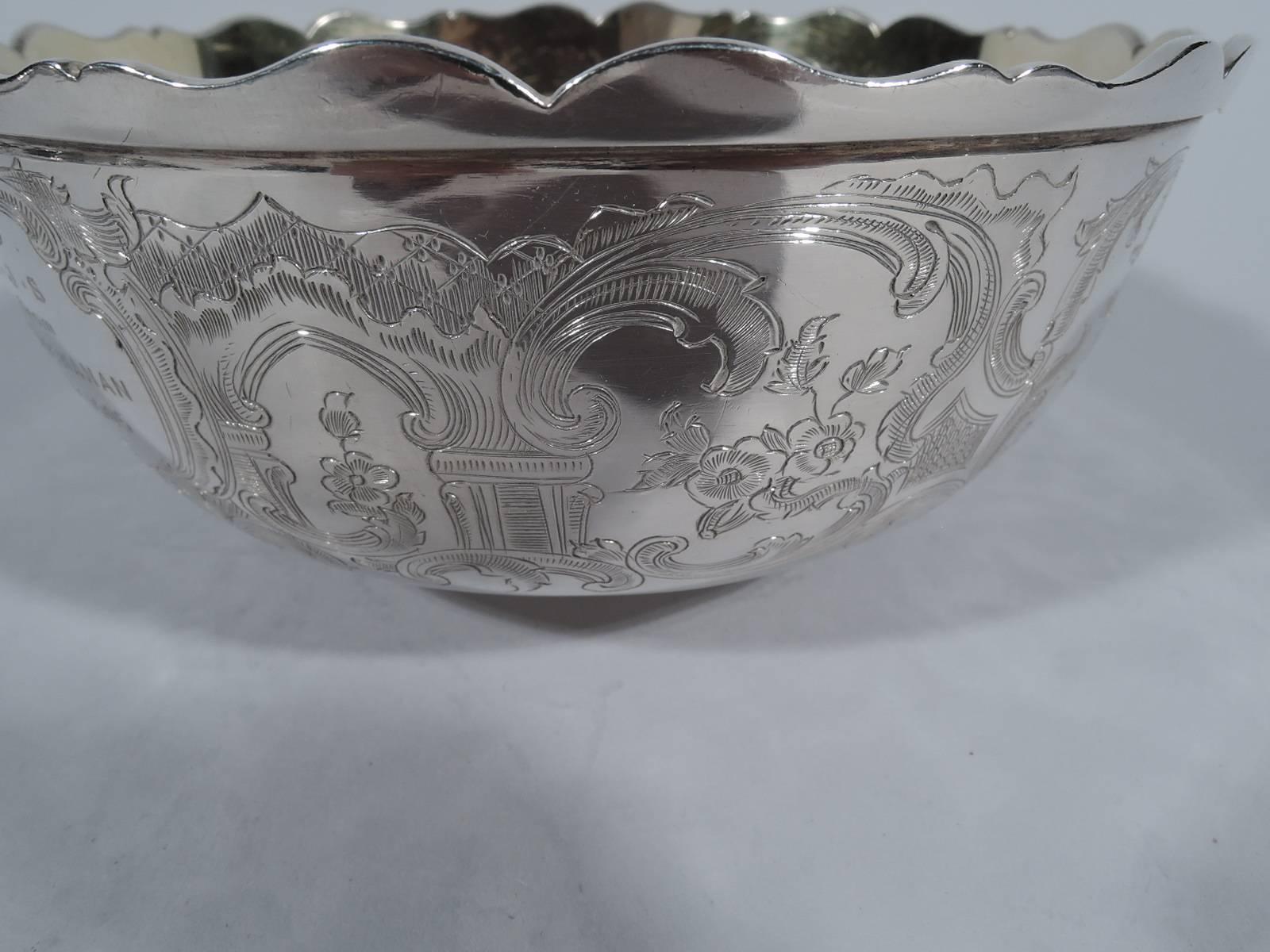 Antique Chinese Export Silver Bowl by Linchong of Canton In Excellent Condition In New York, NY