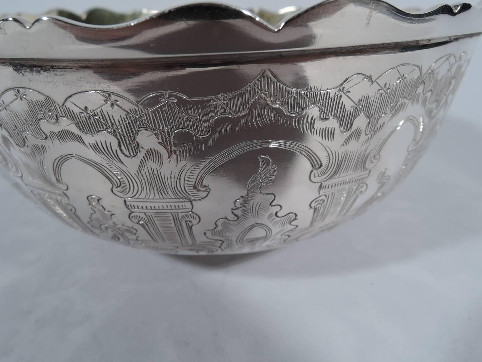 Antique Chinese Export Silver Bowl by Linchong of Canton 1