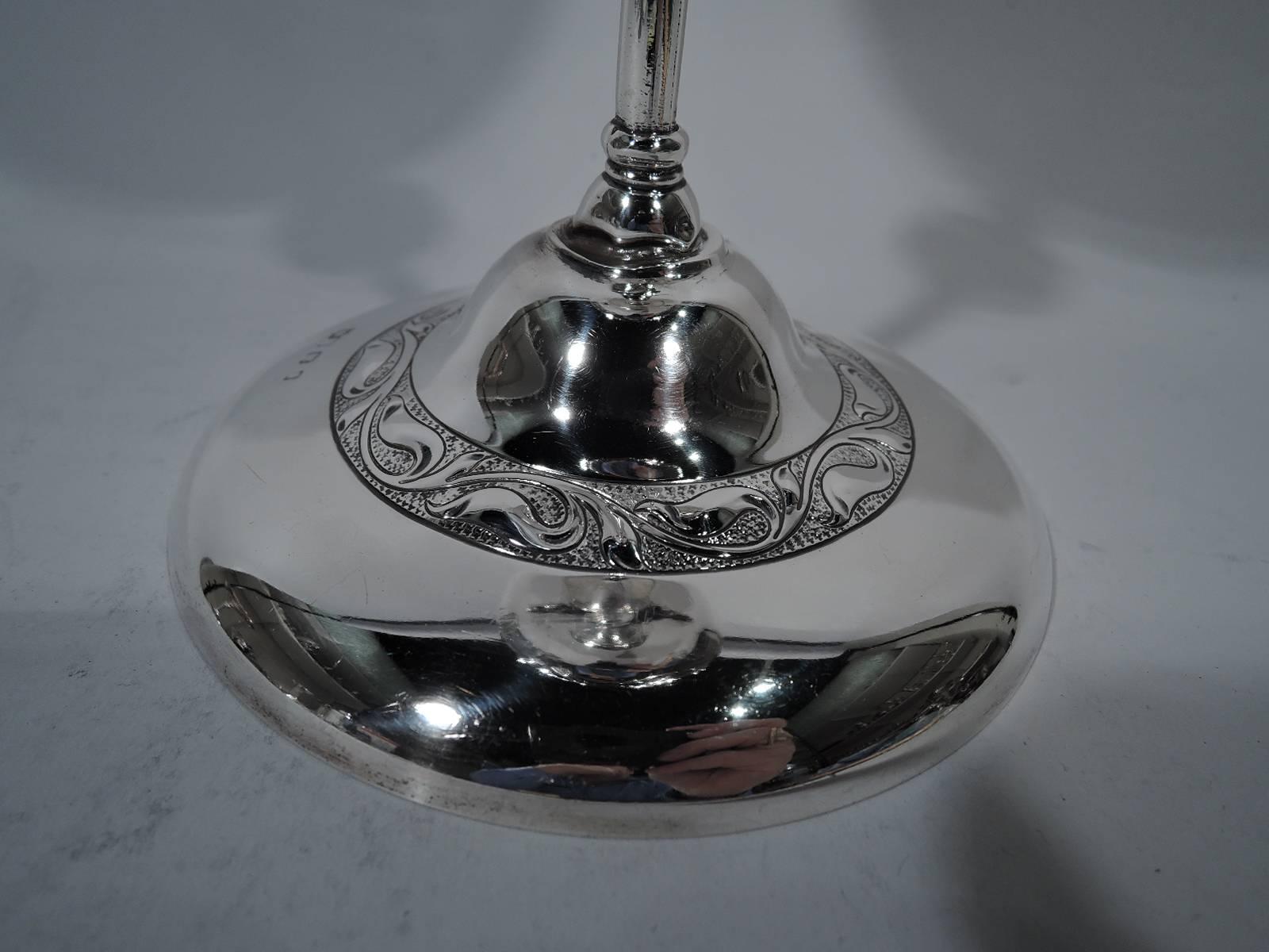 Tall Art Nouveau English Sterling Silver and Enamel Nautical Goblet 2