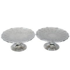 Pair of Antique Tiffany Edwardian Sterling Silver Compotes with Scallop Shells