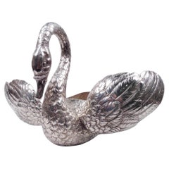 Antique Big & Beautiful German Silver Centerpiece Swan with Wide Wingspan
