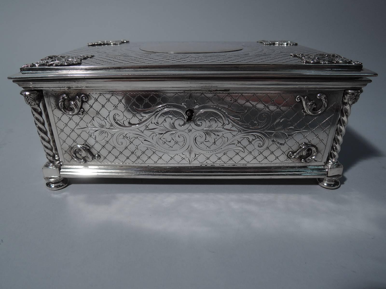 Late Victorian Heavy and Substantial Antique Austrian Silver Casket Box