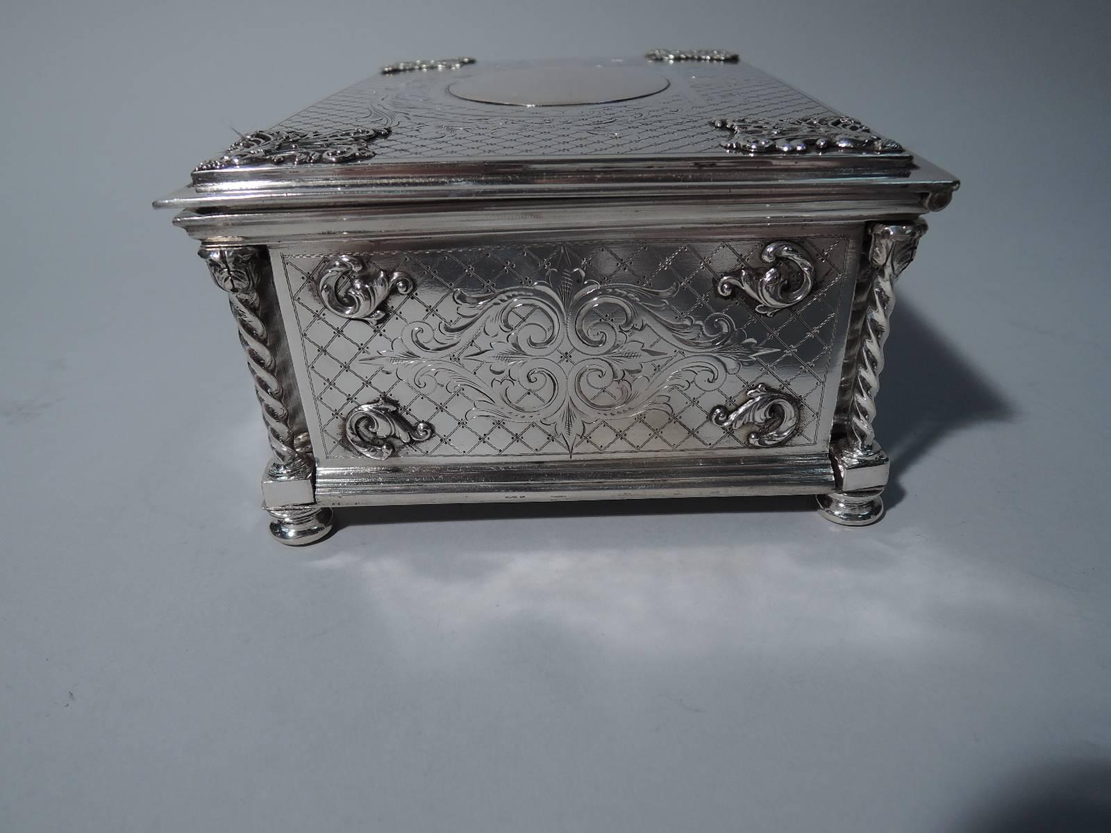 Heavy and Substantial Antique Austrian Silver Casket Box In Excellent Condition In New York, NY