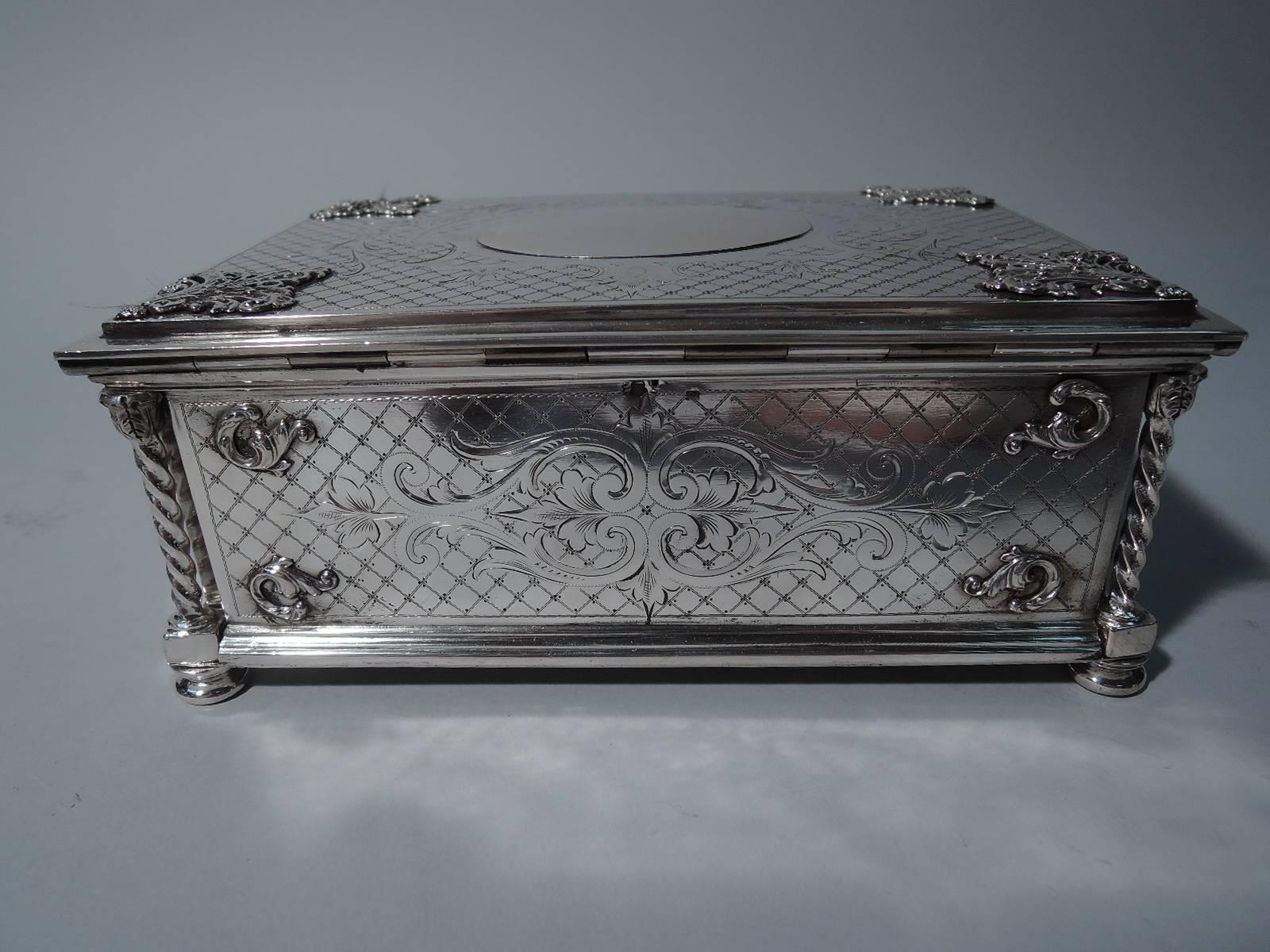 19th Century Heavy and Substantial Antique Austrian Silver Casket Box