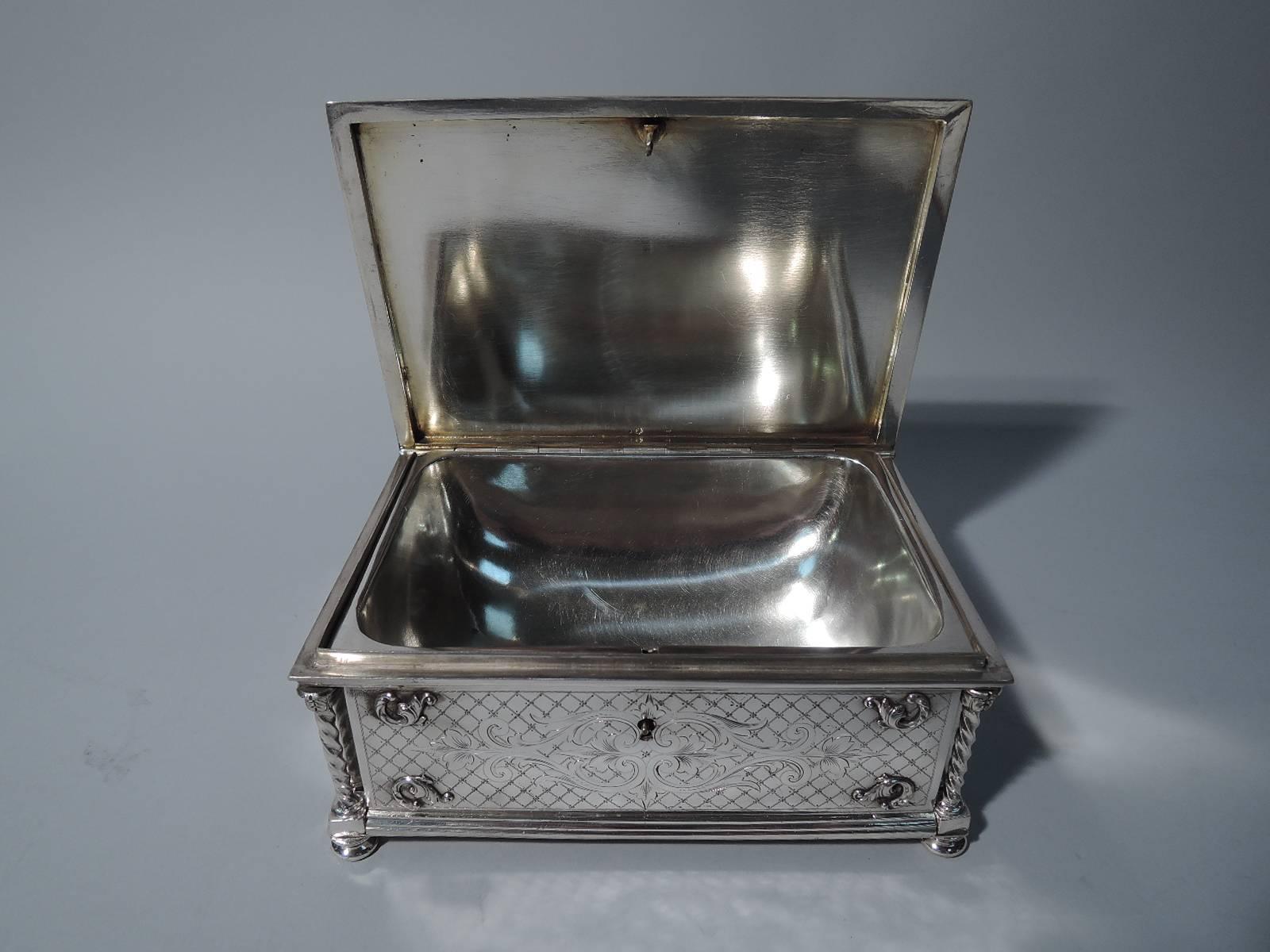 Heavy and Substantial Antique Austrian Silver Casket Box 1