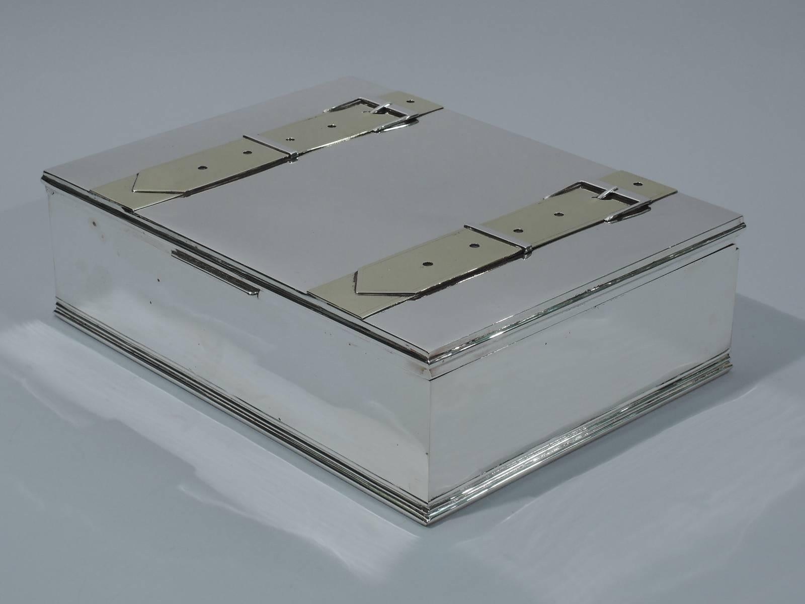 Italian Large Tiffany Sterling Silver Box with Jokey Strapwork