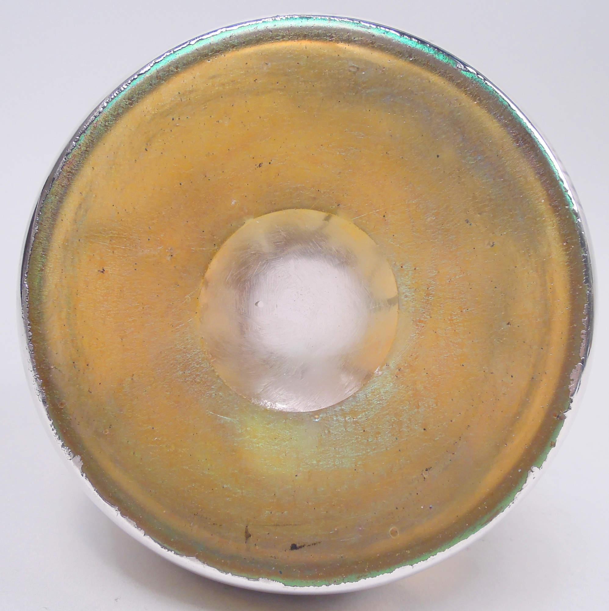 Quezal New York Art Nouveau Iridescent Silver Overlay Vase For Sale 2